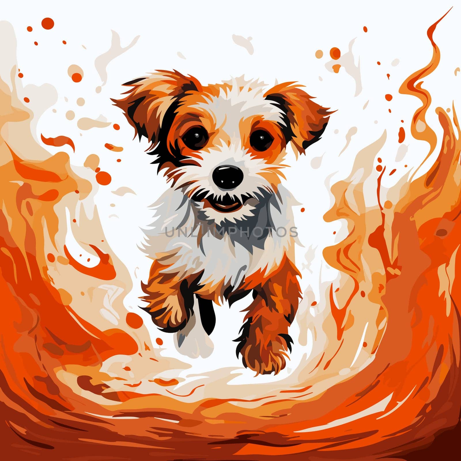 Funny cartoon dog in decorative vector pop art style. Template for poster, t-shirt print, sticker, design element, etc.