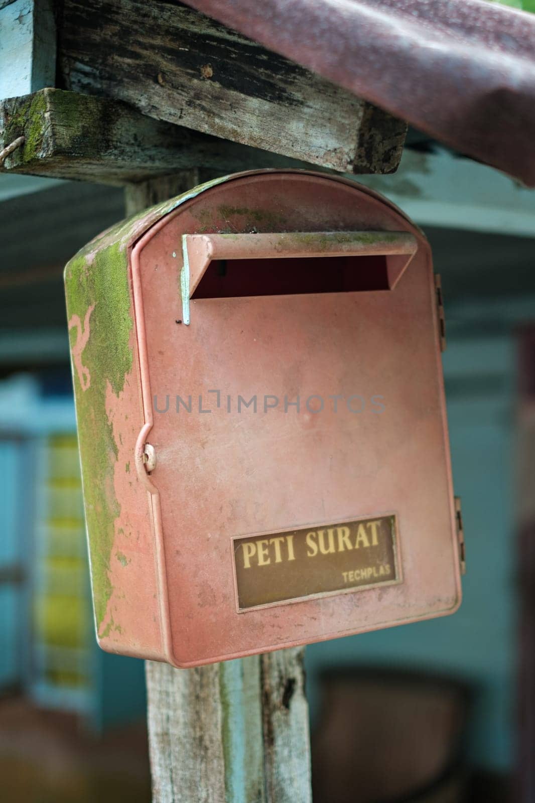 Vintage Red Mailbox with Rust by jinhongljh
