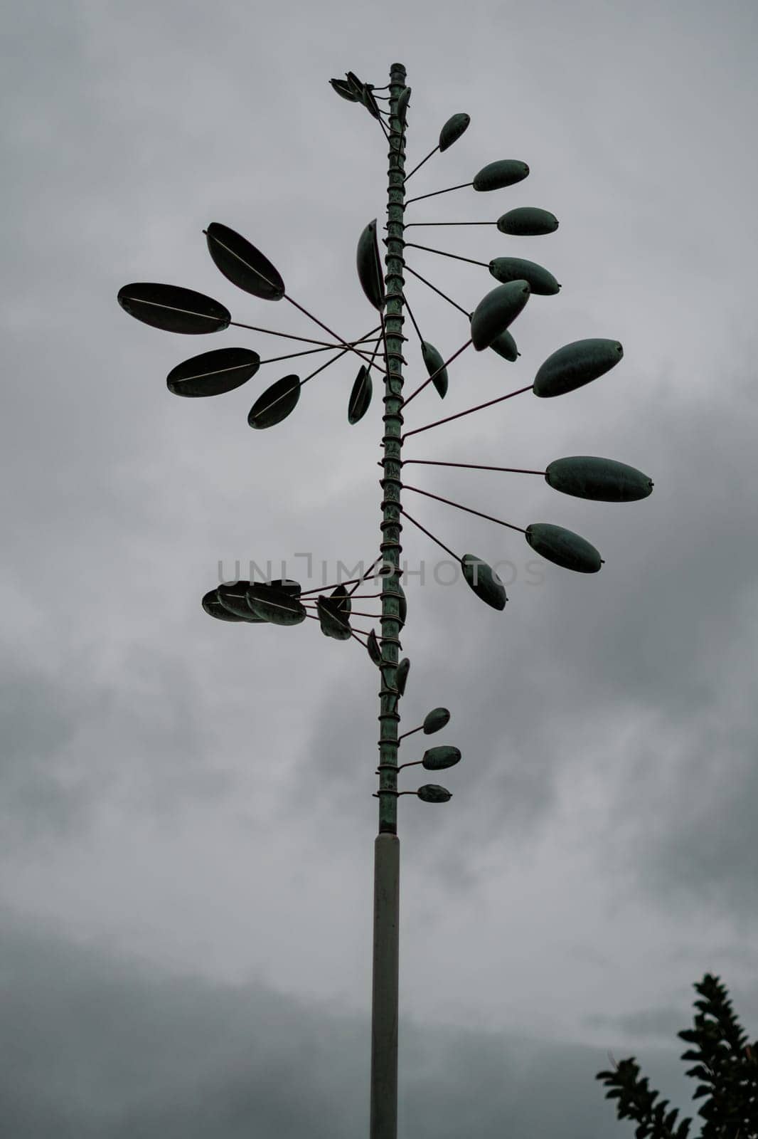Unique Wind Vane Design Under Gloomy Sky