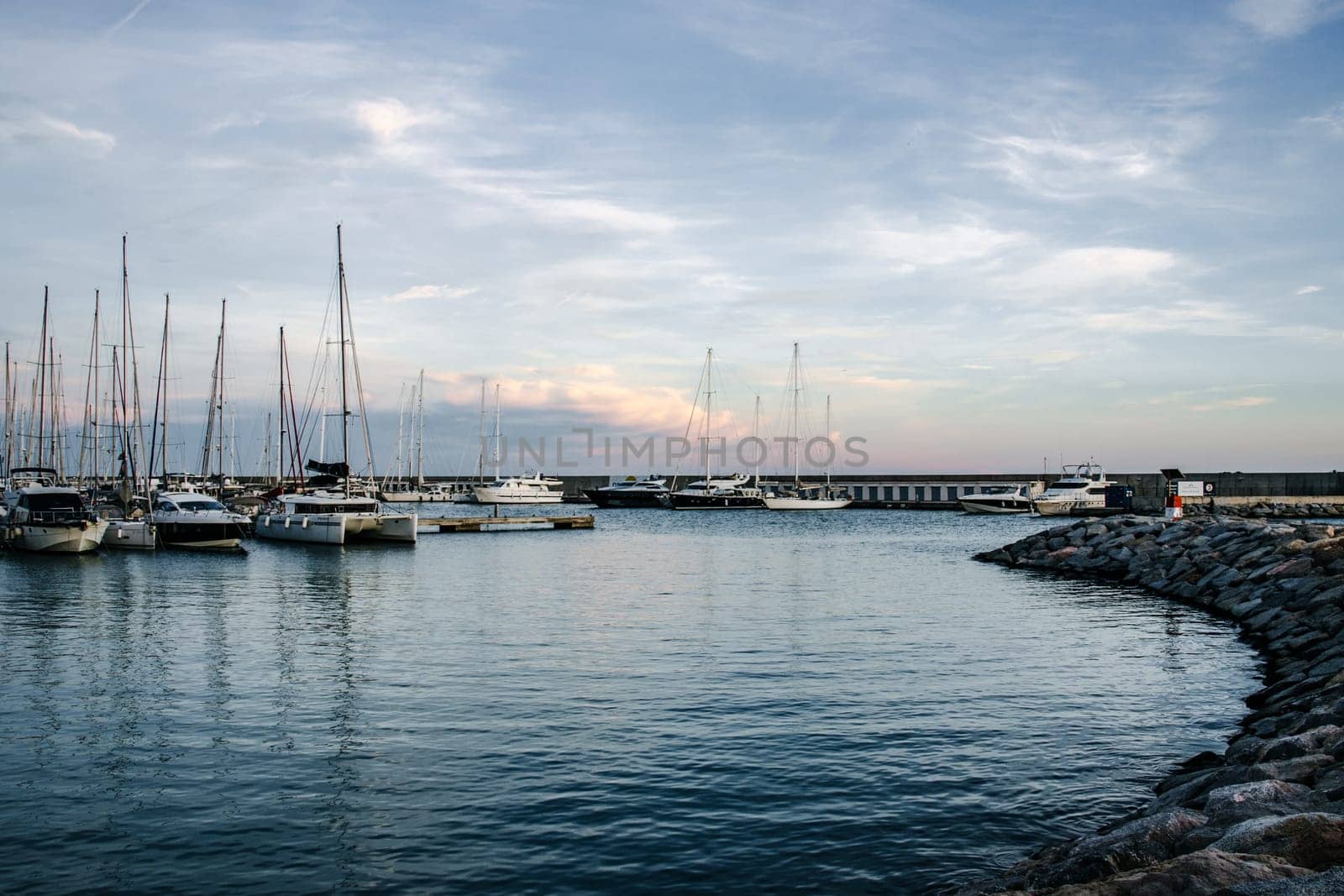 Yachts in the port, sailboats modern water transport. Olympic port, Barcelona, Catalonia. by _Nataly_Nati_