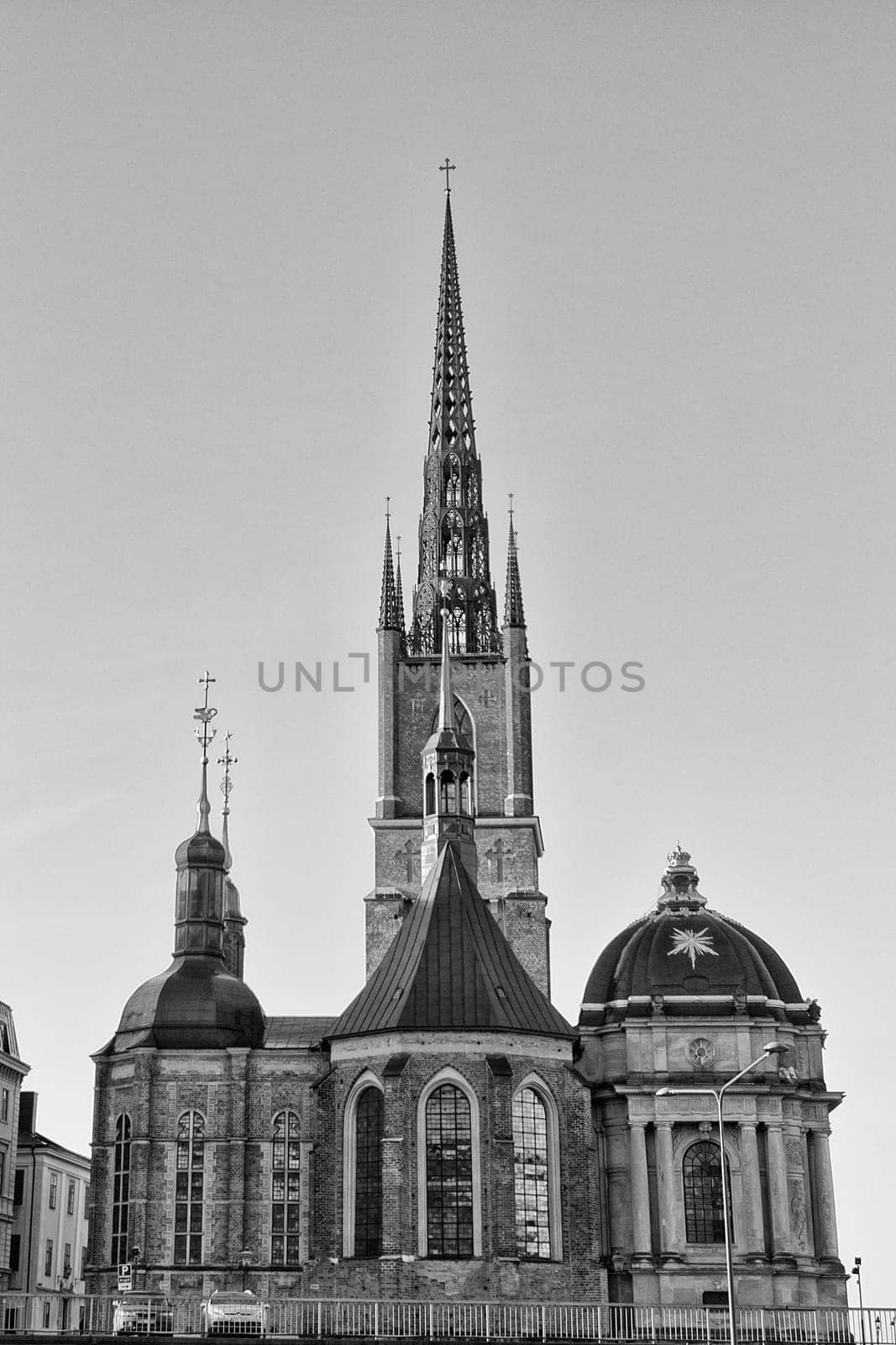 stockholm view in black and white  old church detail