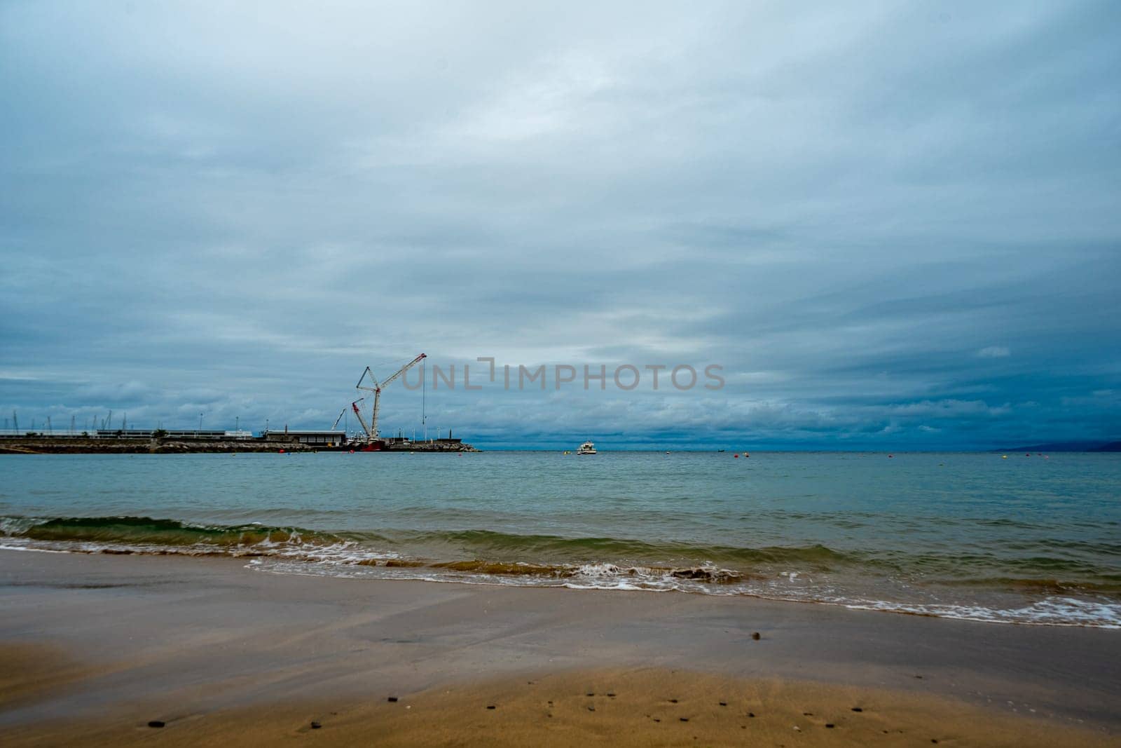 Beach and ocean. Atlantic coast of Getaria, Spain