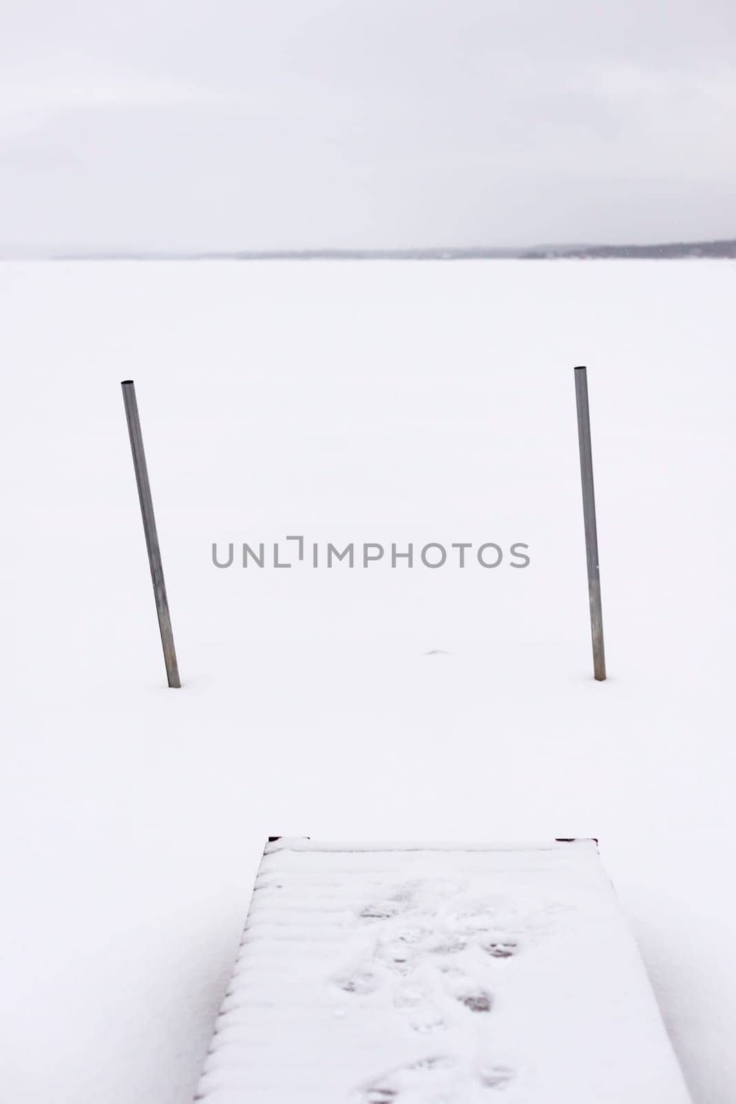 lapland frozen lake in winter 