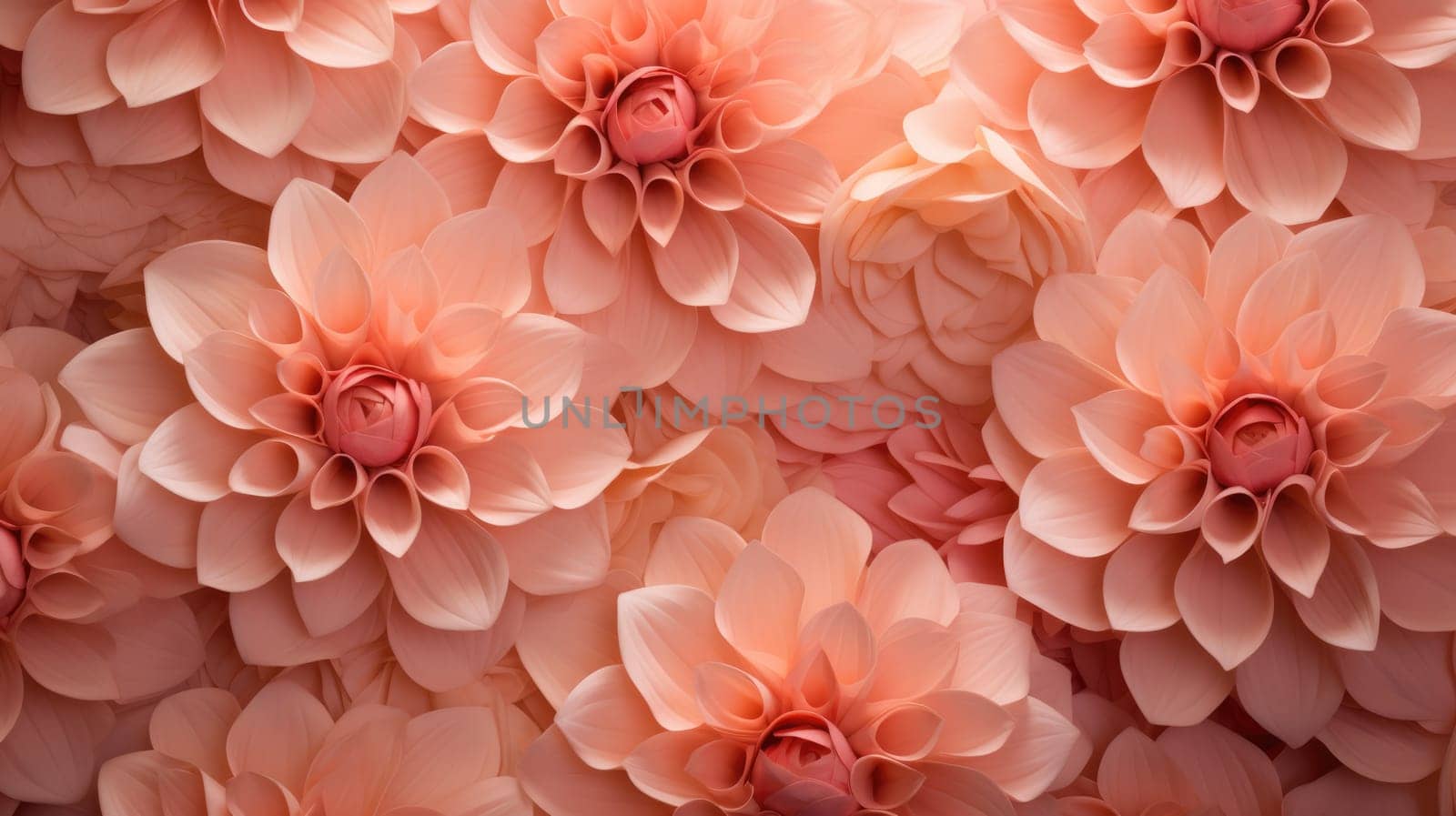 The flowers petals are a soft peach color, close up macro nature background. AI