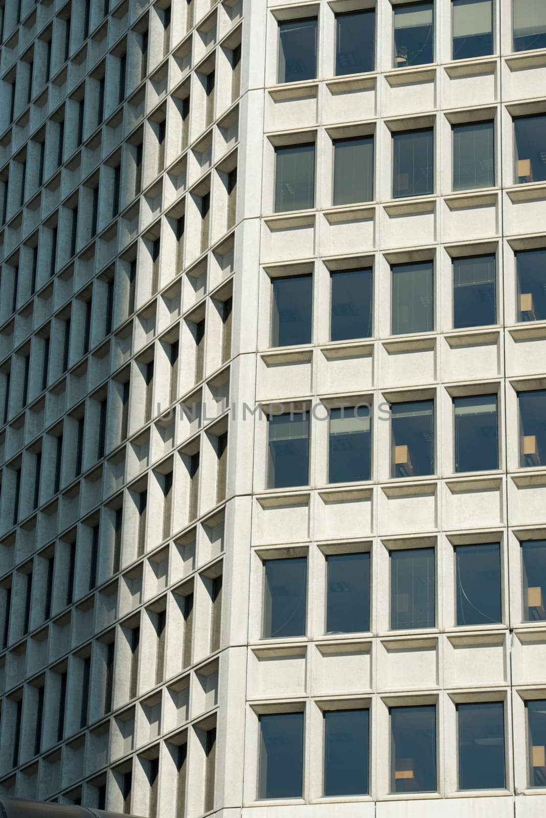 American building windows detail in the sunny day