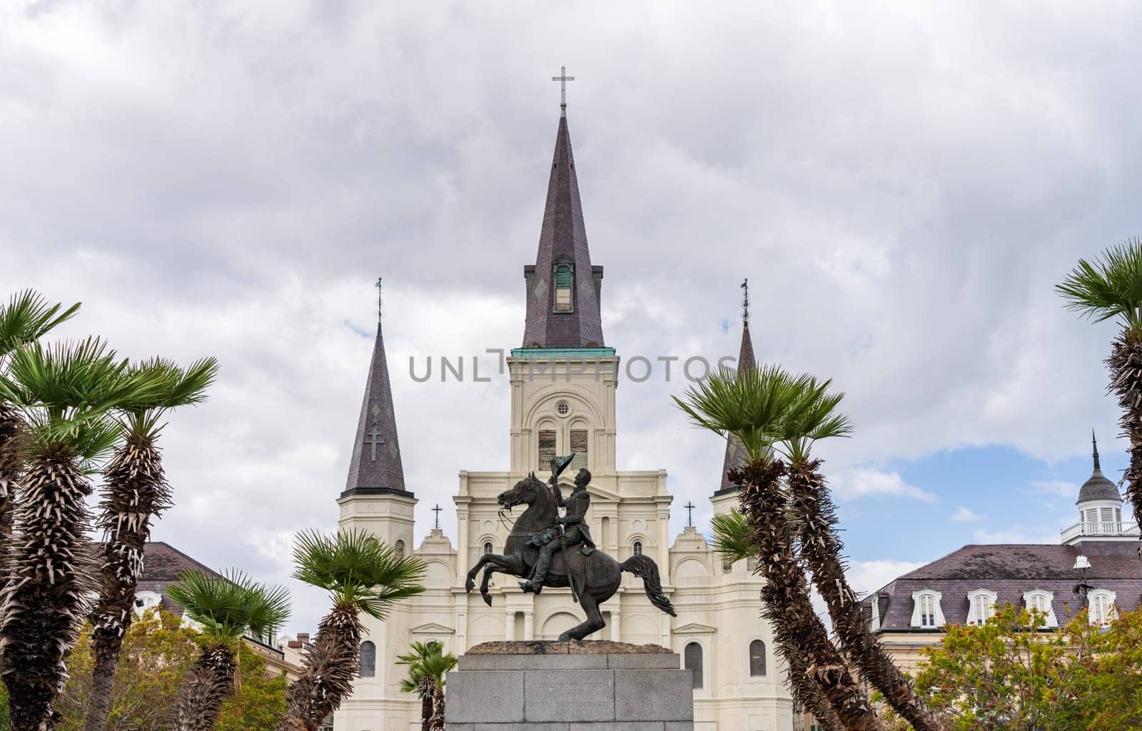 Facade of Cathedral Basilica of Saint Louis in New Orleans, LA by steheap