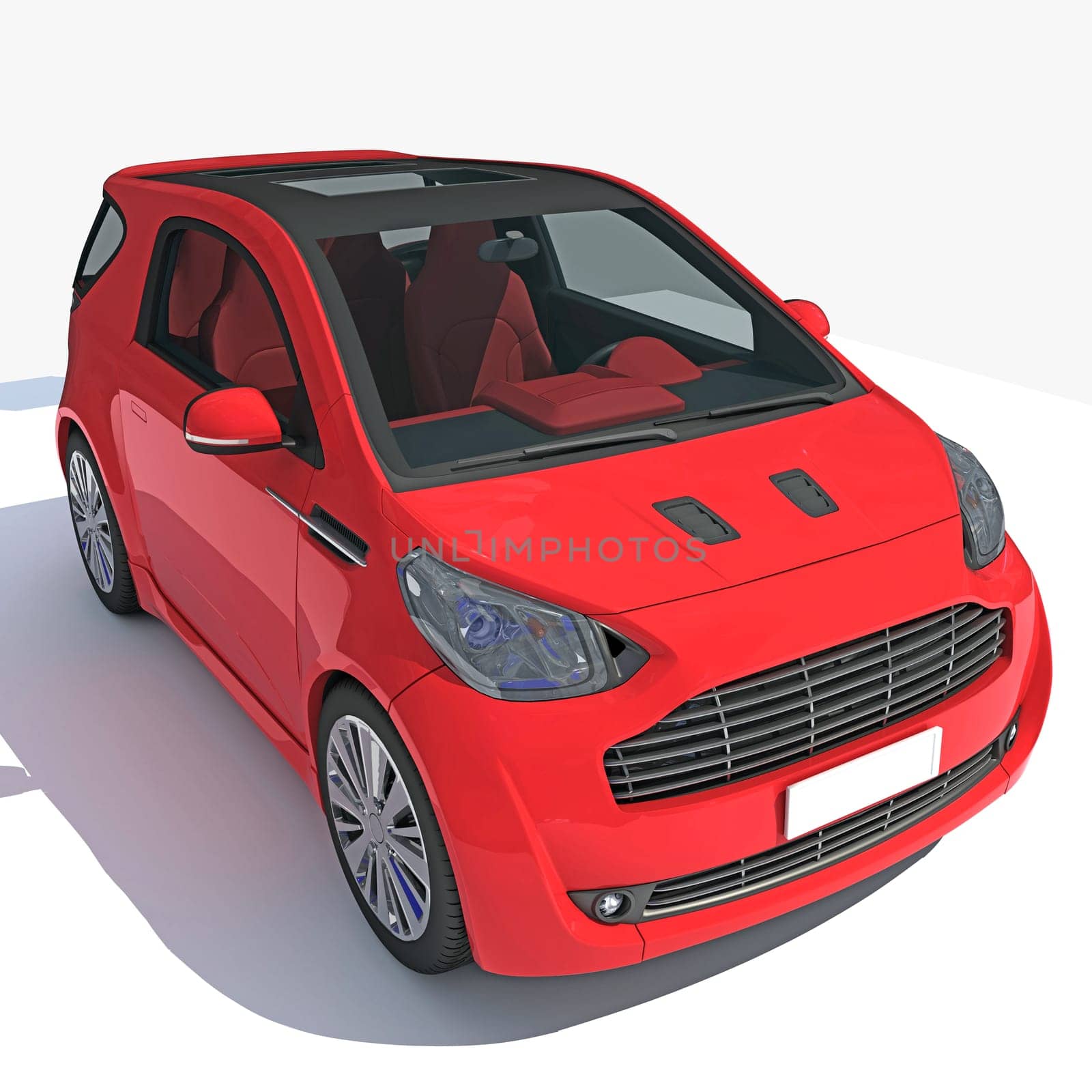 Car 3D rendering model on white background