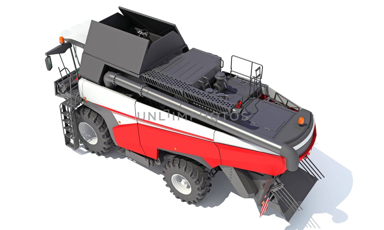Combine Harvester 3D rendering model on white background