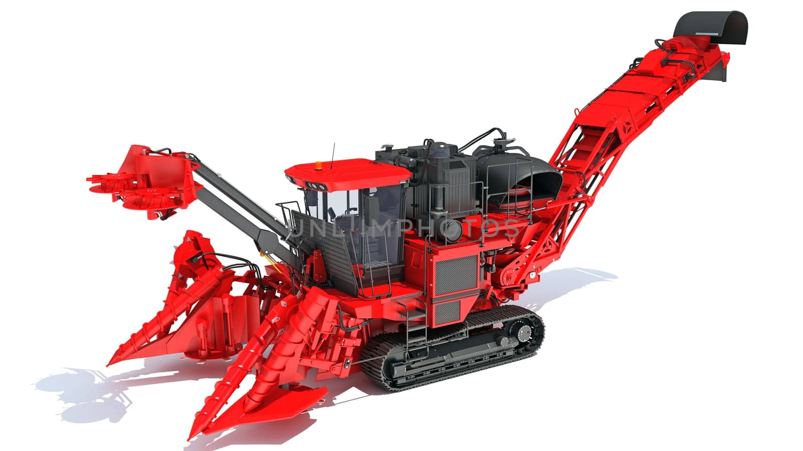 Sugar Cane Harvester 3D rendering on white background by 3DHorse