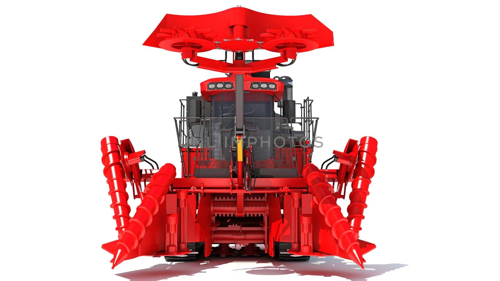 Sugar Cane Harvester 3D rendering model on white background