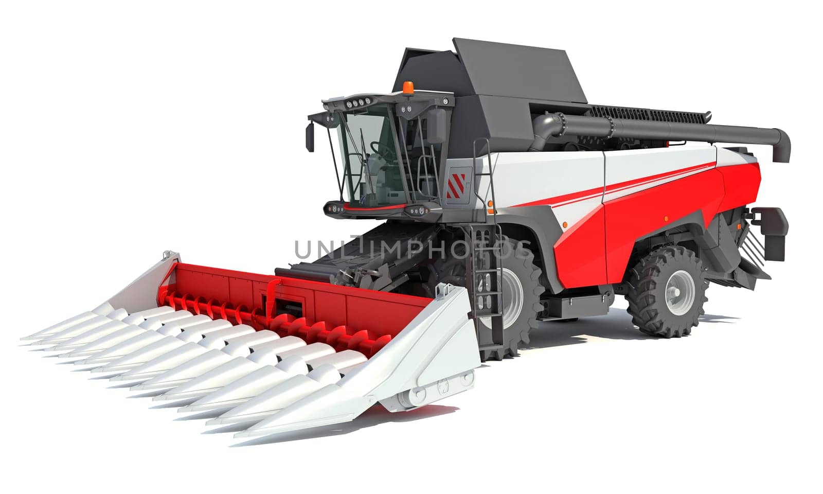 Combine Harvester 3D rendering on white background by 3DHorse