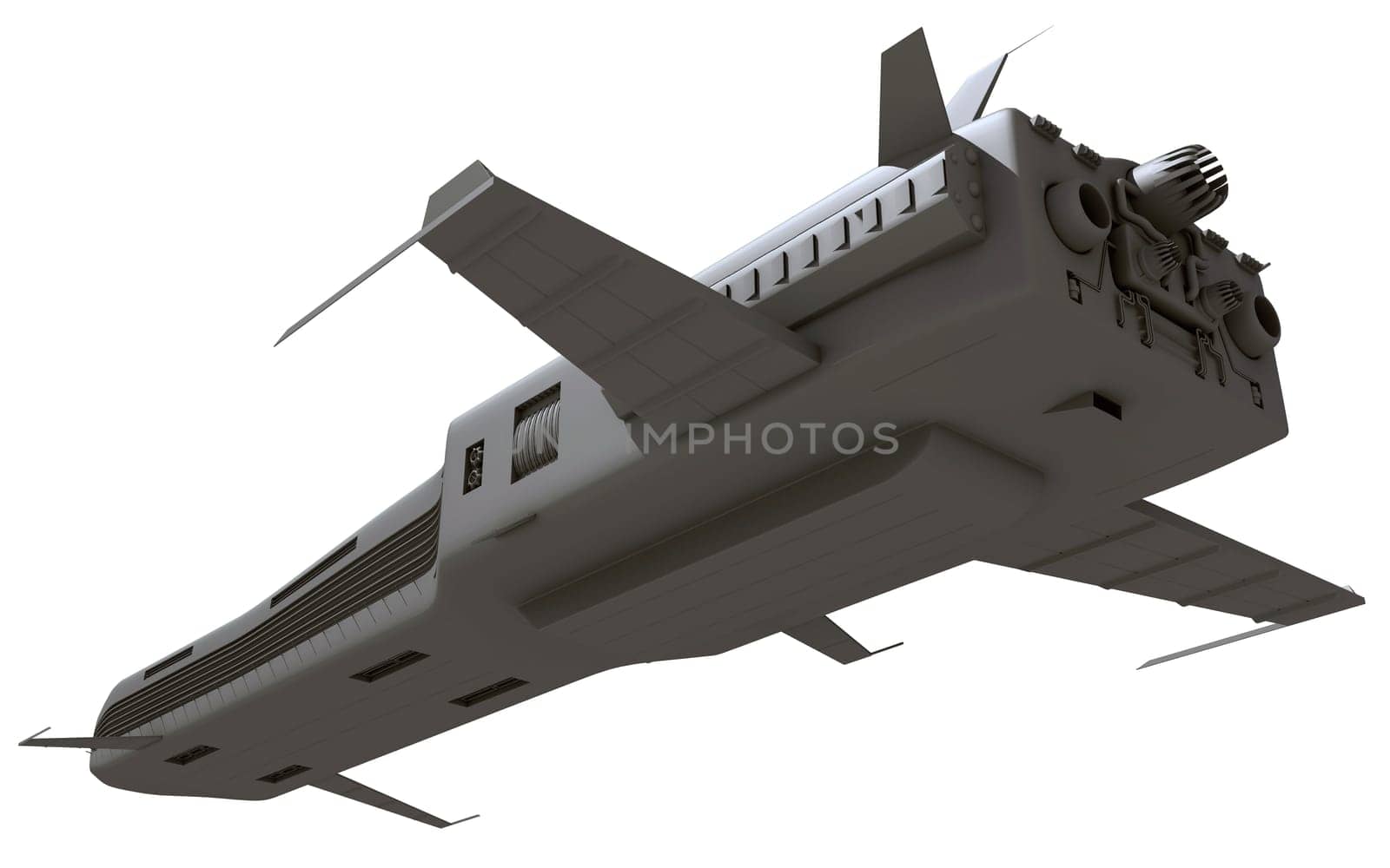 Spaceship 3D rendering on white background by 3DHorse