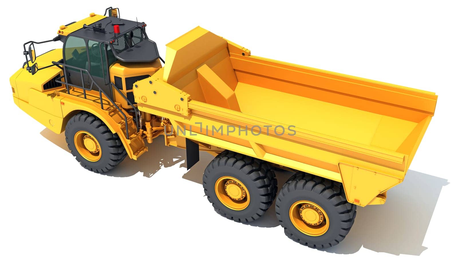 Articulated Mining Truck 3D rendering model on white background