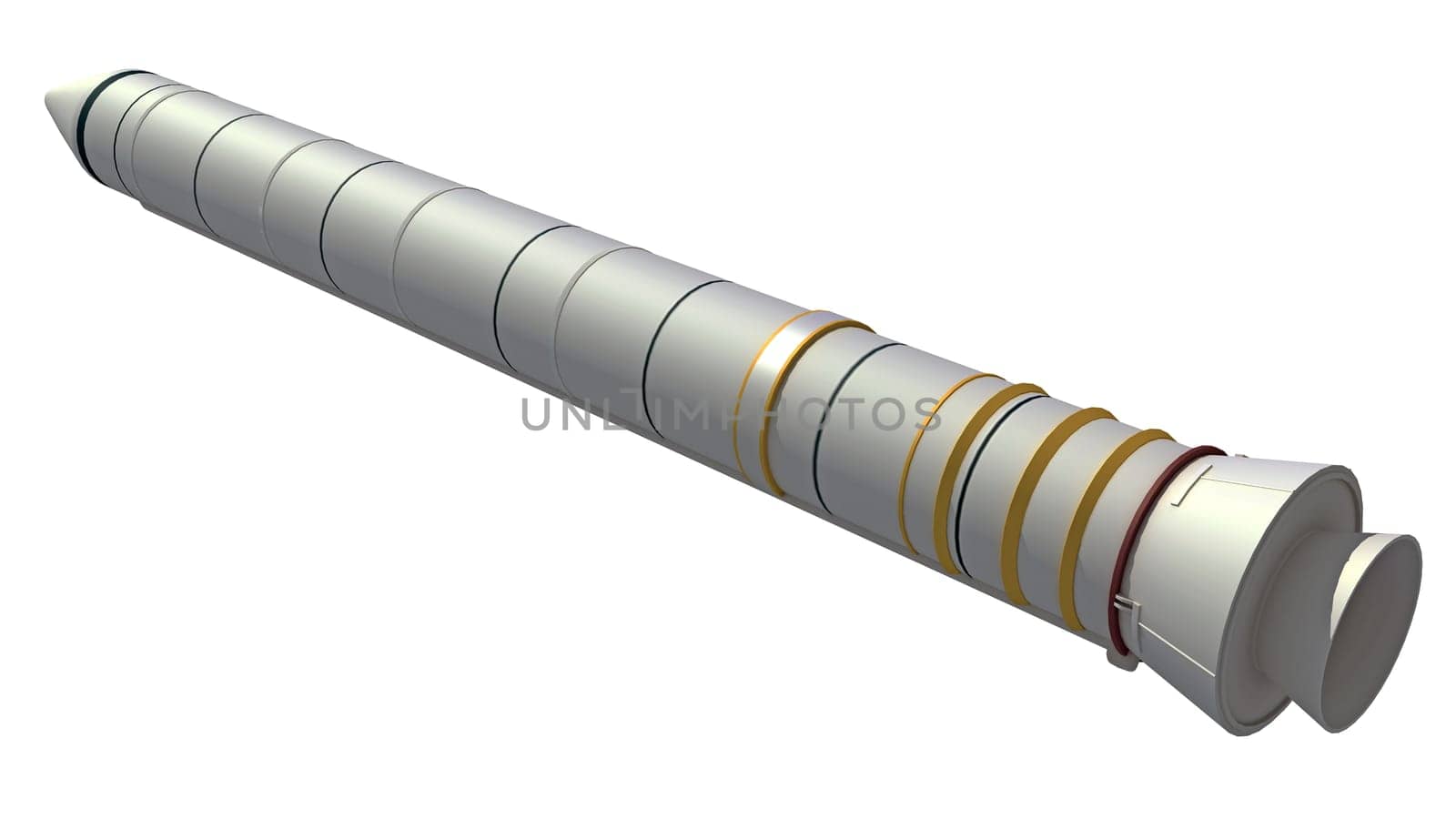 Solid Rocket Booster 3D rendering model on white background