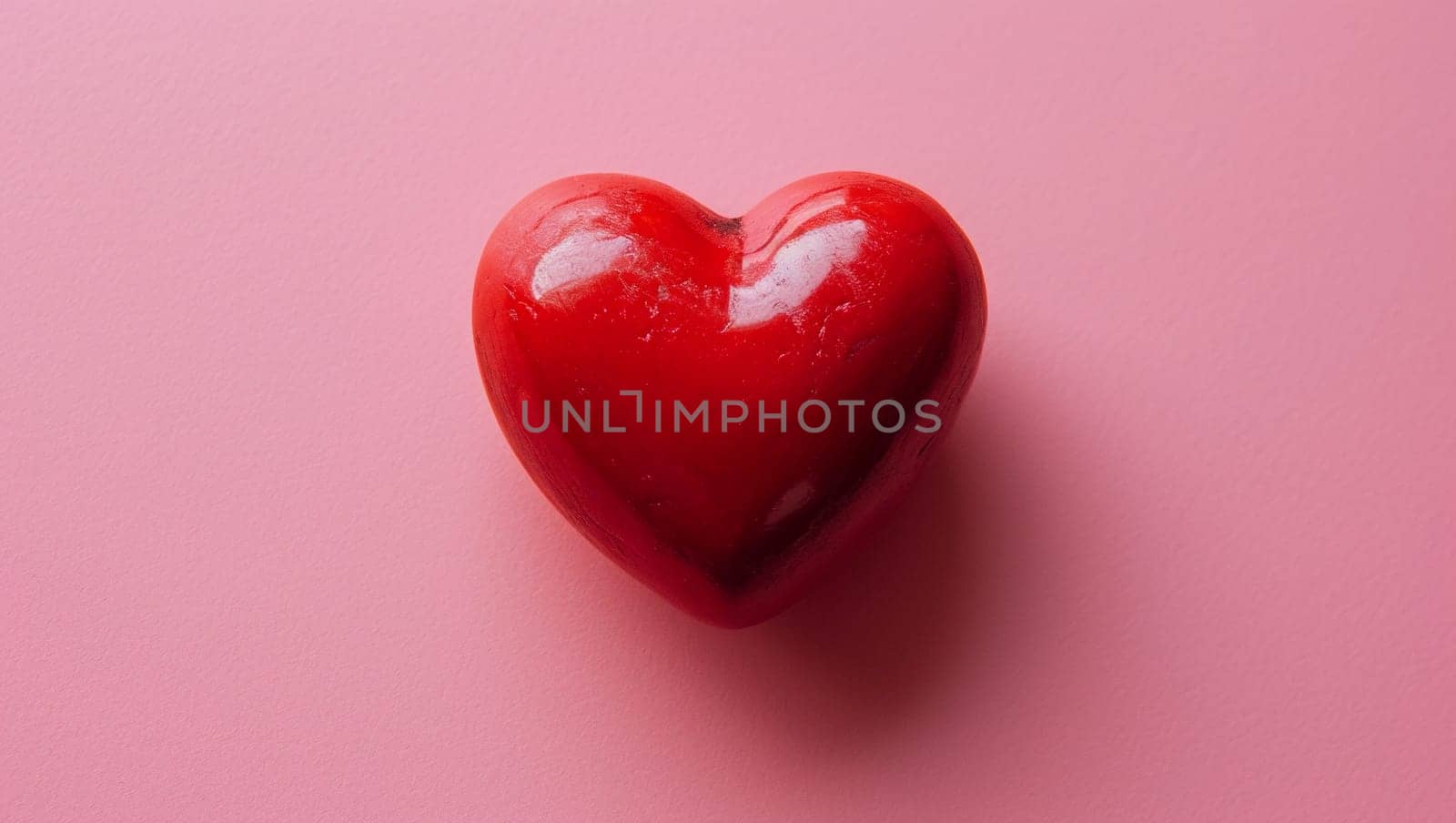 Red heart on pink background. One heart-shaped object is located to the side, there is space for text. High quality photo