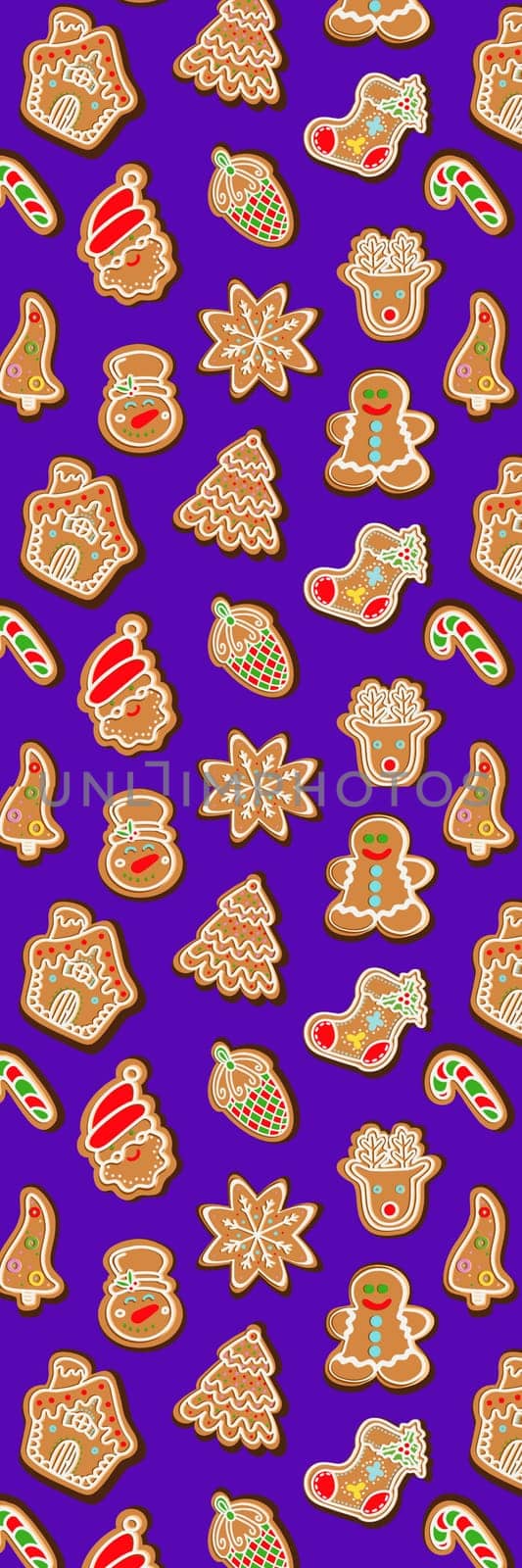 Purple bookmark with Christmas ginger cookies