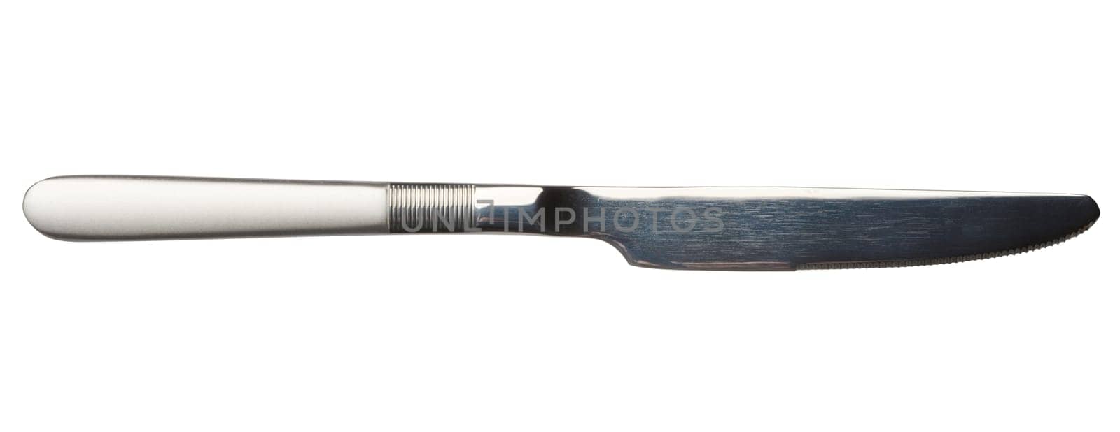 Steel dinner knife on isolated background