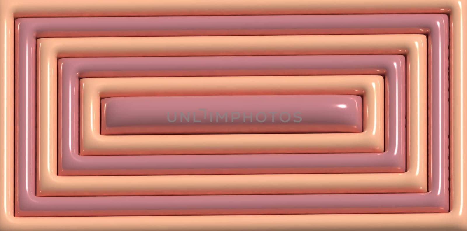 Pink inflated rectangular shapes, 3D rendering illustration