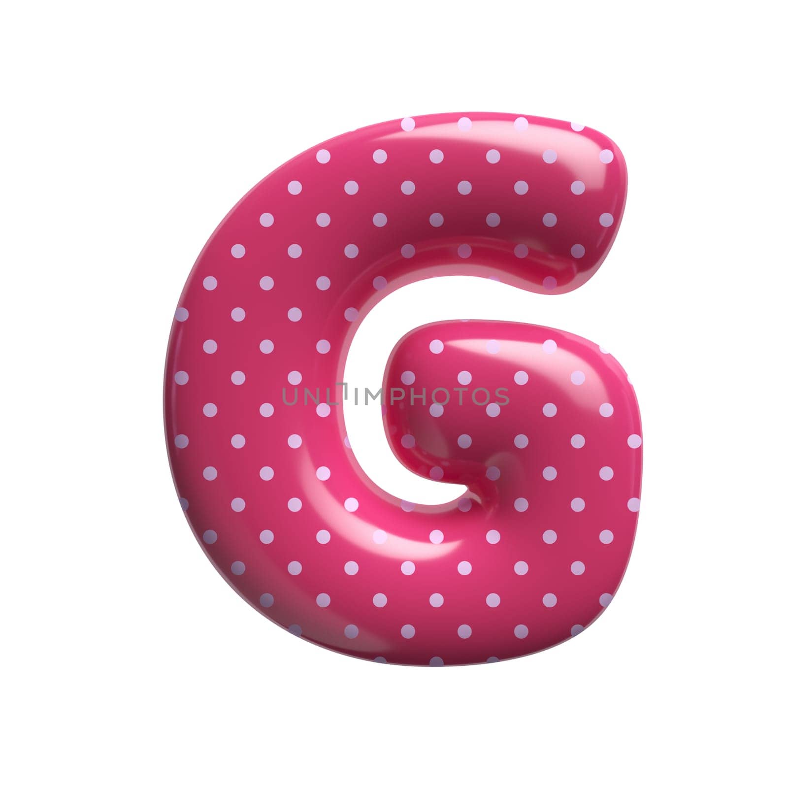 Polka dot letter G - large 3d pink retro font isolated on white background. This alphabet is perfect for creative illustrations related but not limited to Fashion, retro design, decoration...