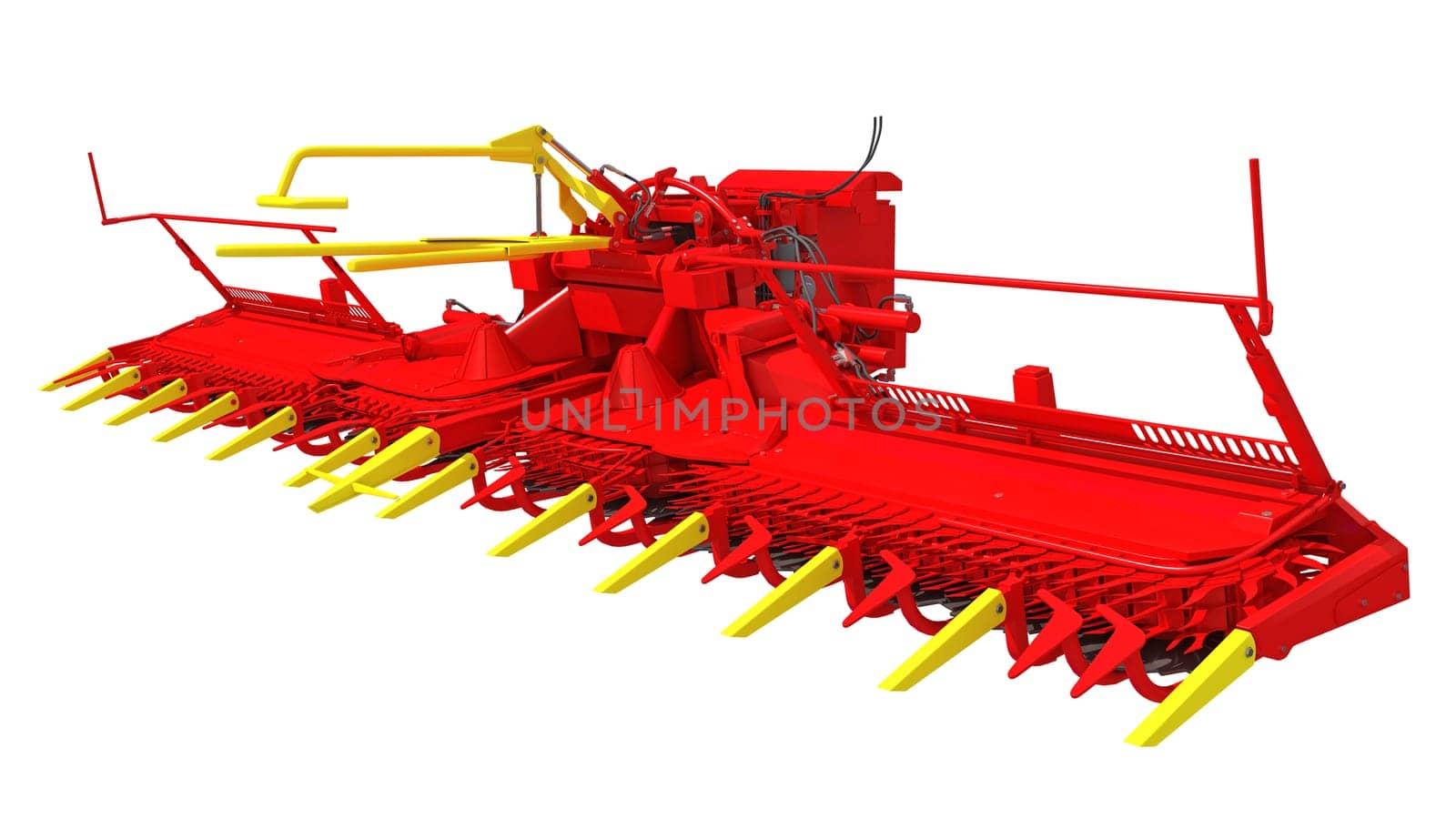 Combine Harvester Threshing Header 3D rendering model on white background