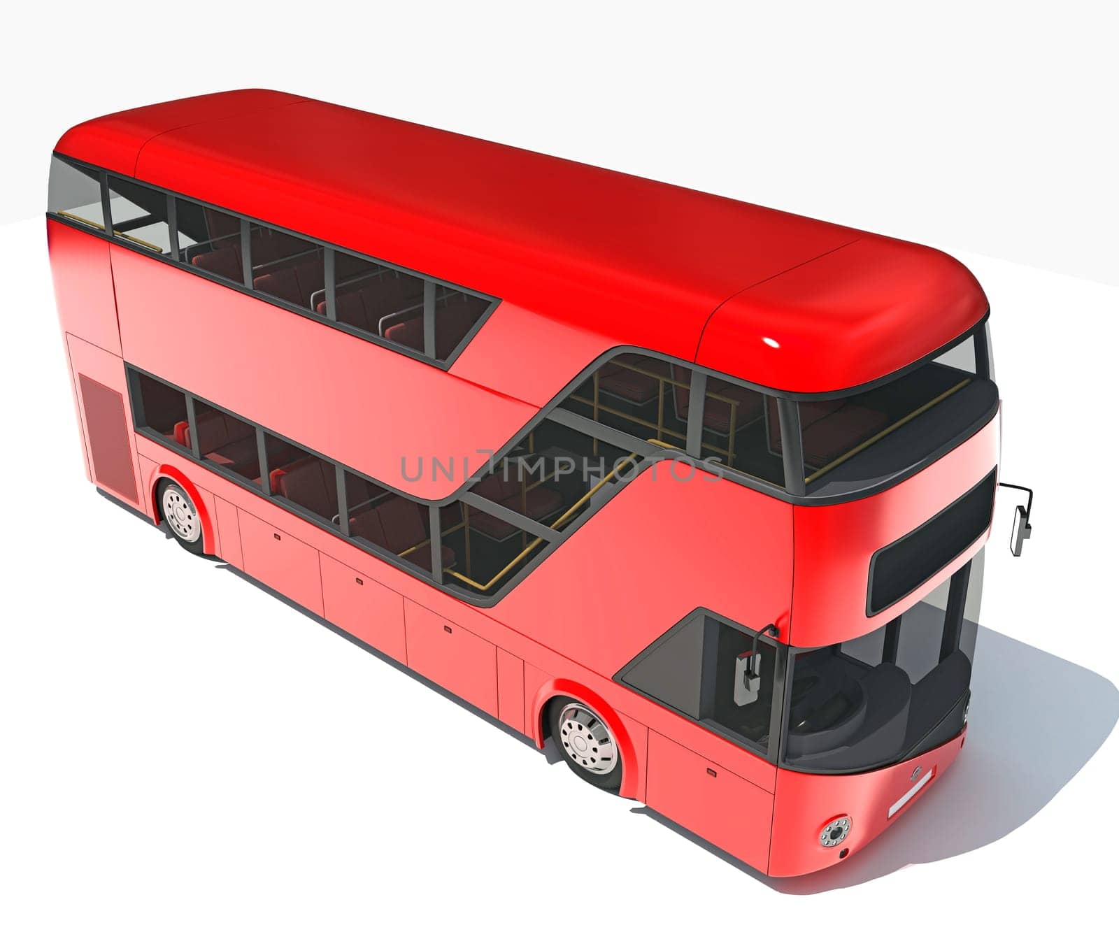 Double Decker City Bus 3D rendering on white background by 3DHorse