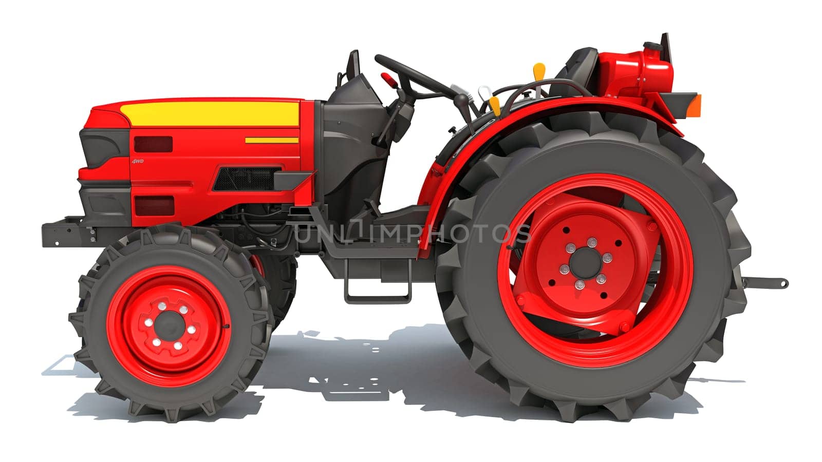 Farm Tractor 3D rendering on white background by 3DHorse