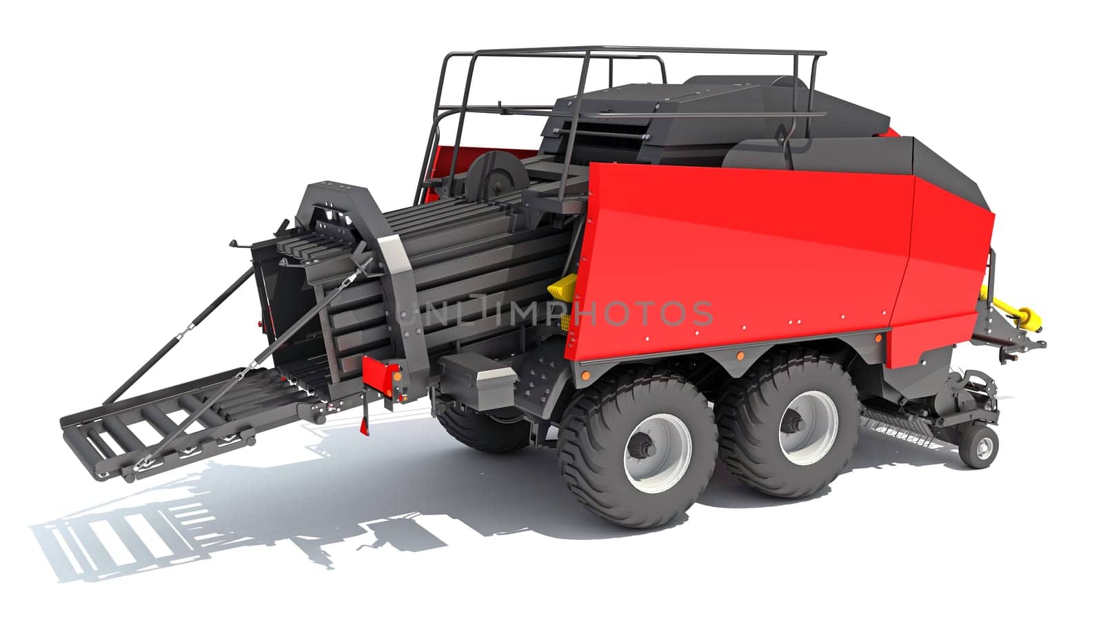 Large Square Baler farm equipment 3D rendering model on white background