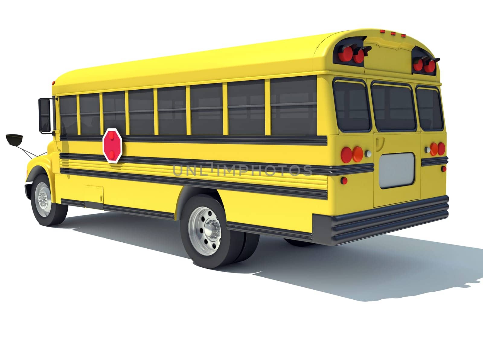 School Bus 3D rendering model on white background