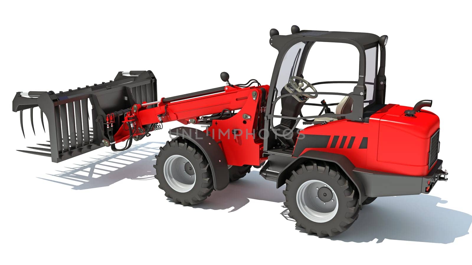 Telescopic Wheel Loader 3D rendering model on white background