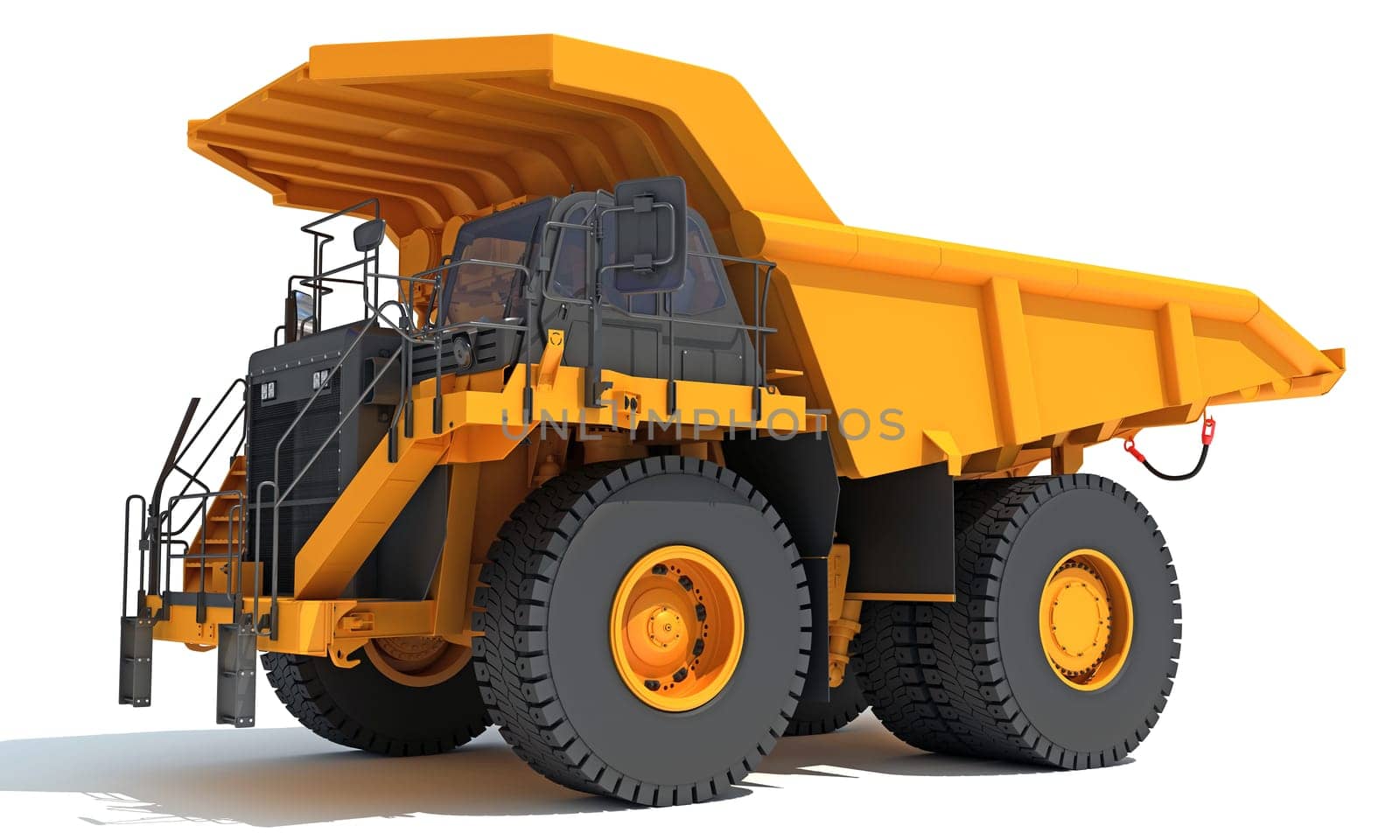 Dump Truck 3D rendering model heavy construction machinery on white background