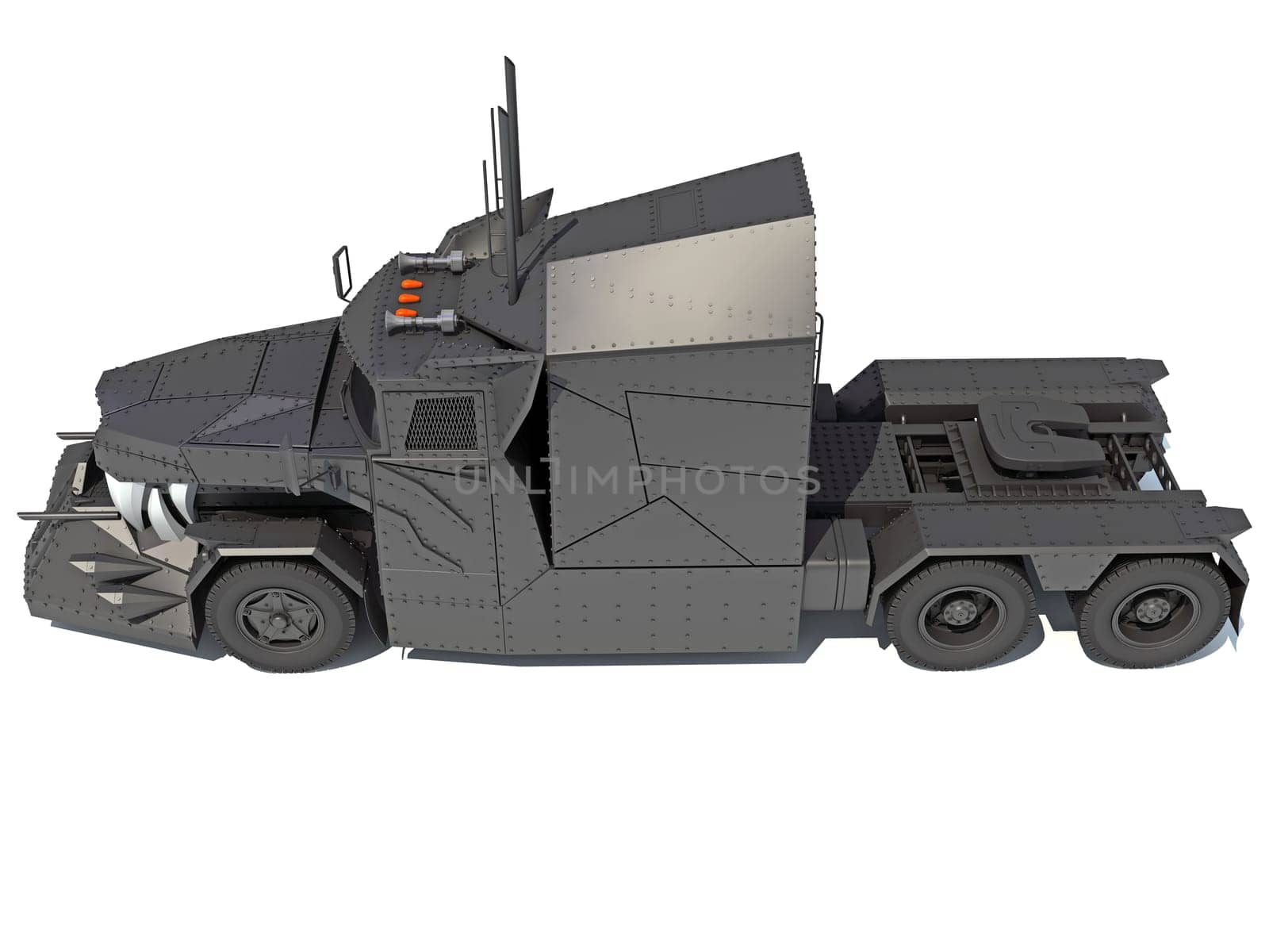 Semi Truck 3D rendering on white background by 3DHorse