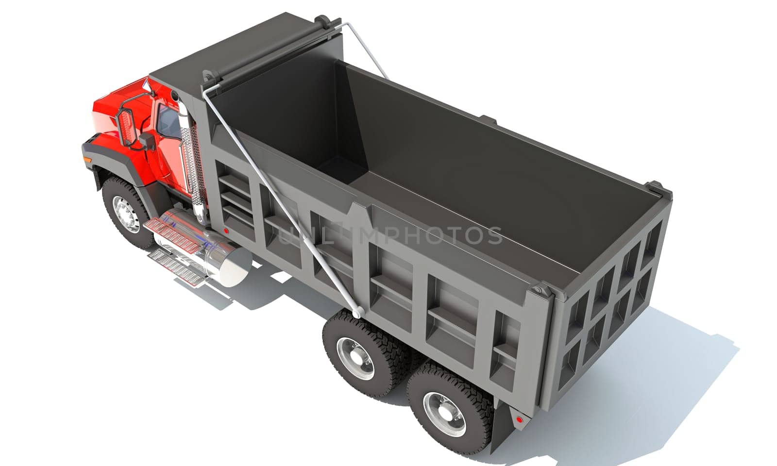 Dump Truck 3D rendering heavy construction machinery on white background by 3DHorse