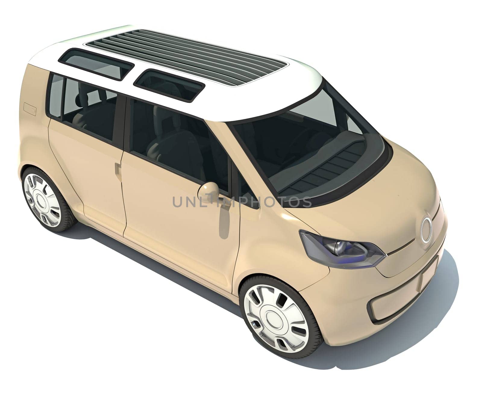 Car 3D rendering model on white background