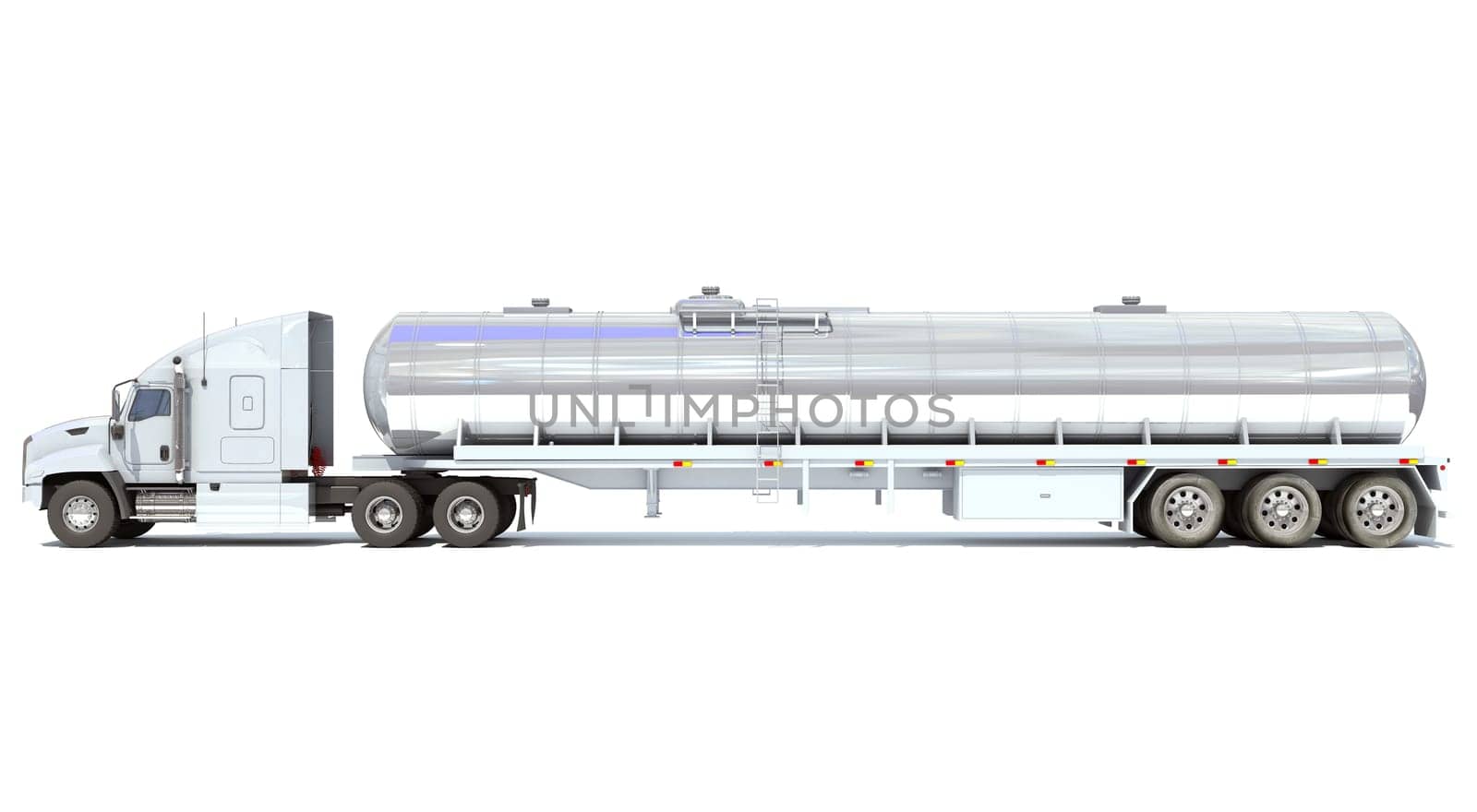 Truck with Tank Trailer 3D rendering on white background by 3DHorse