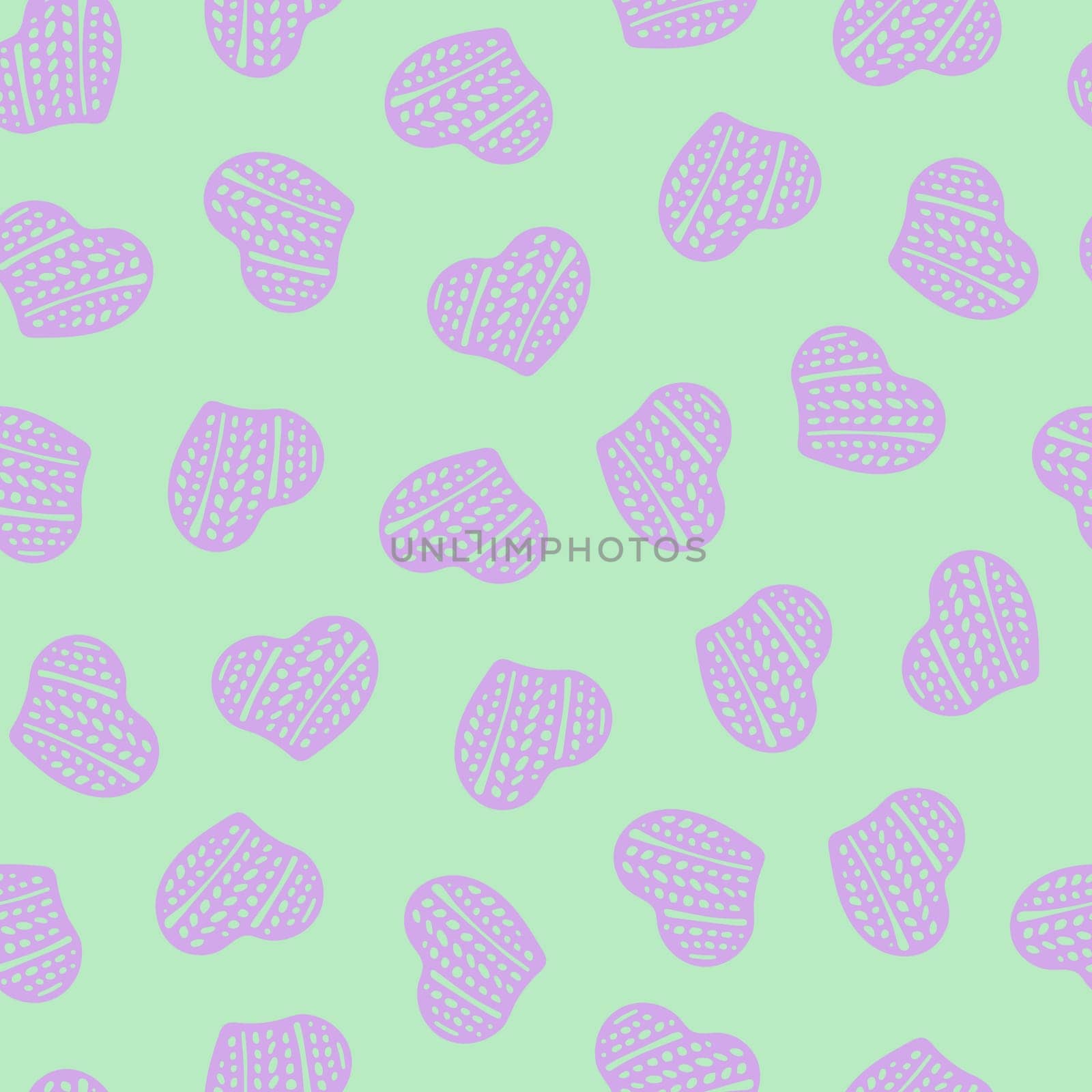 Hand Drawn Seamless Patterns with Hearts in Doodle Style. by Rina_Dozornaya