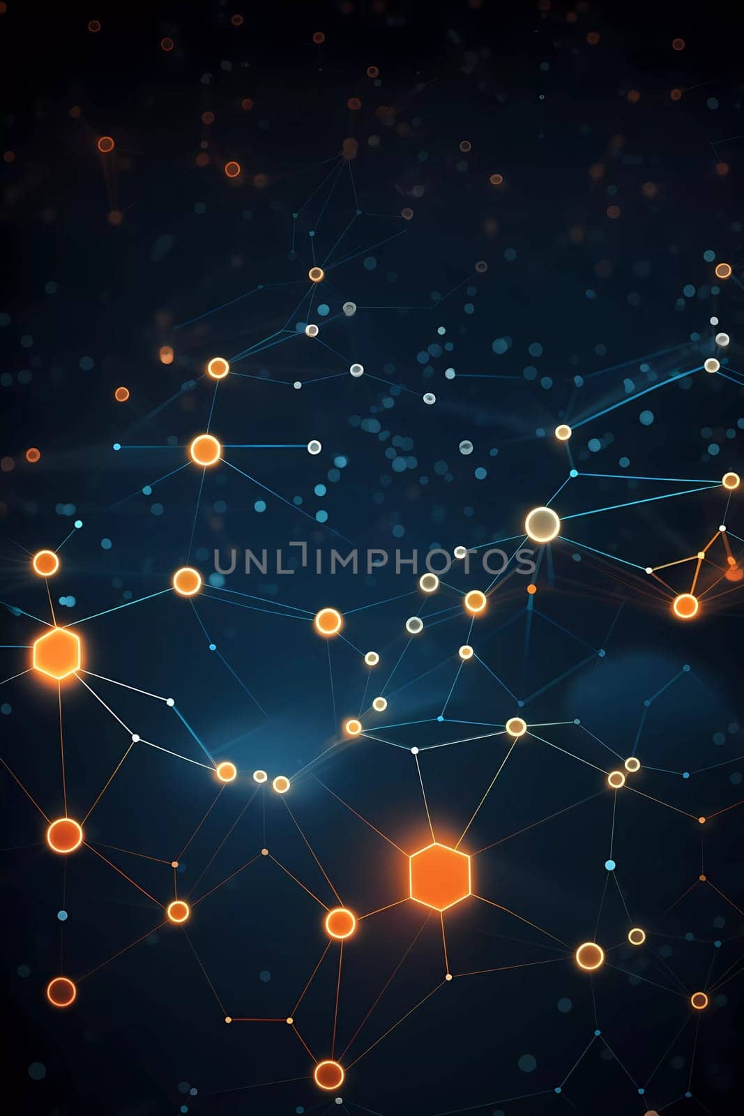 Illustration Geometric abstract background with connected line and dots,Futuristic digital background for Business Science and technology.