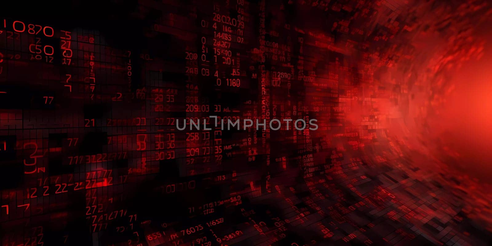 Computer background with red digits and symbols on a black background. by sergeykoshkin