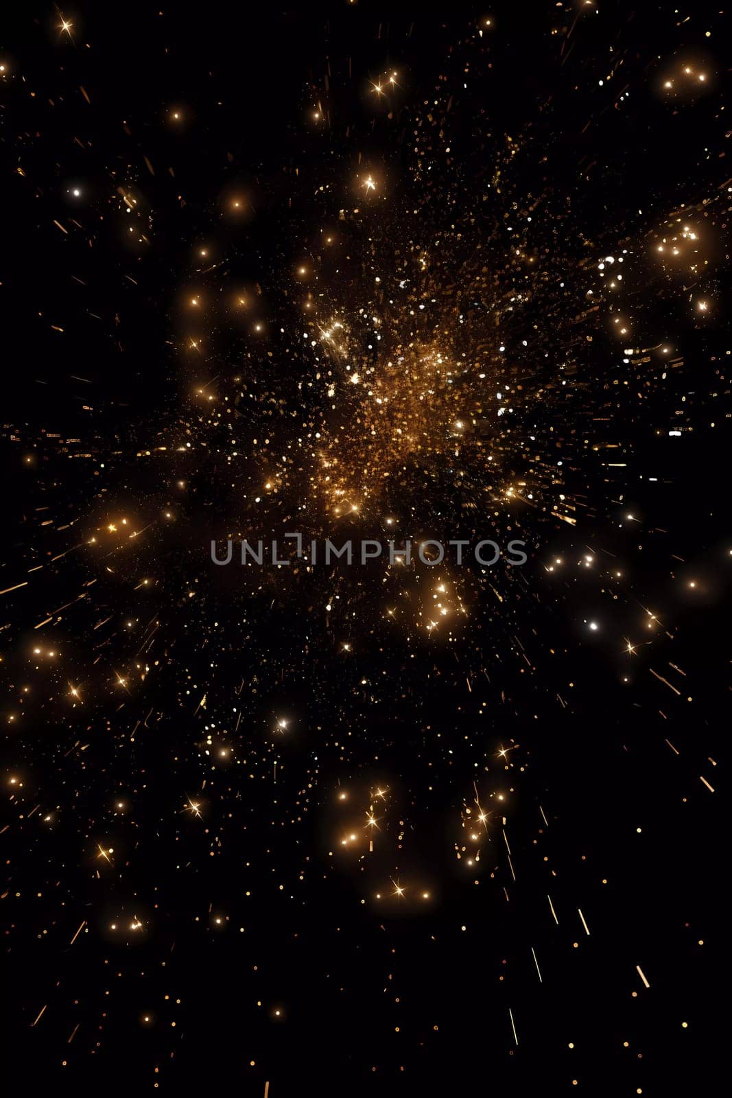 Dark background with golden glowing. Small gold particles on a black background