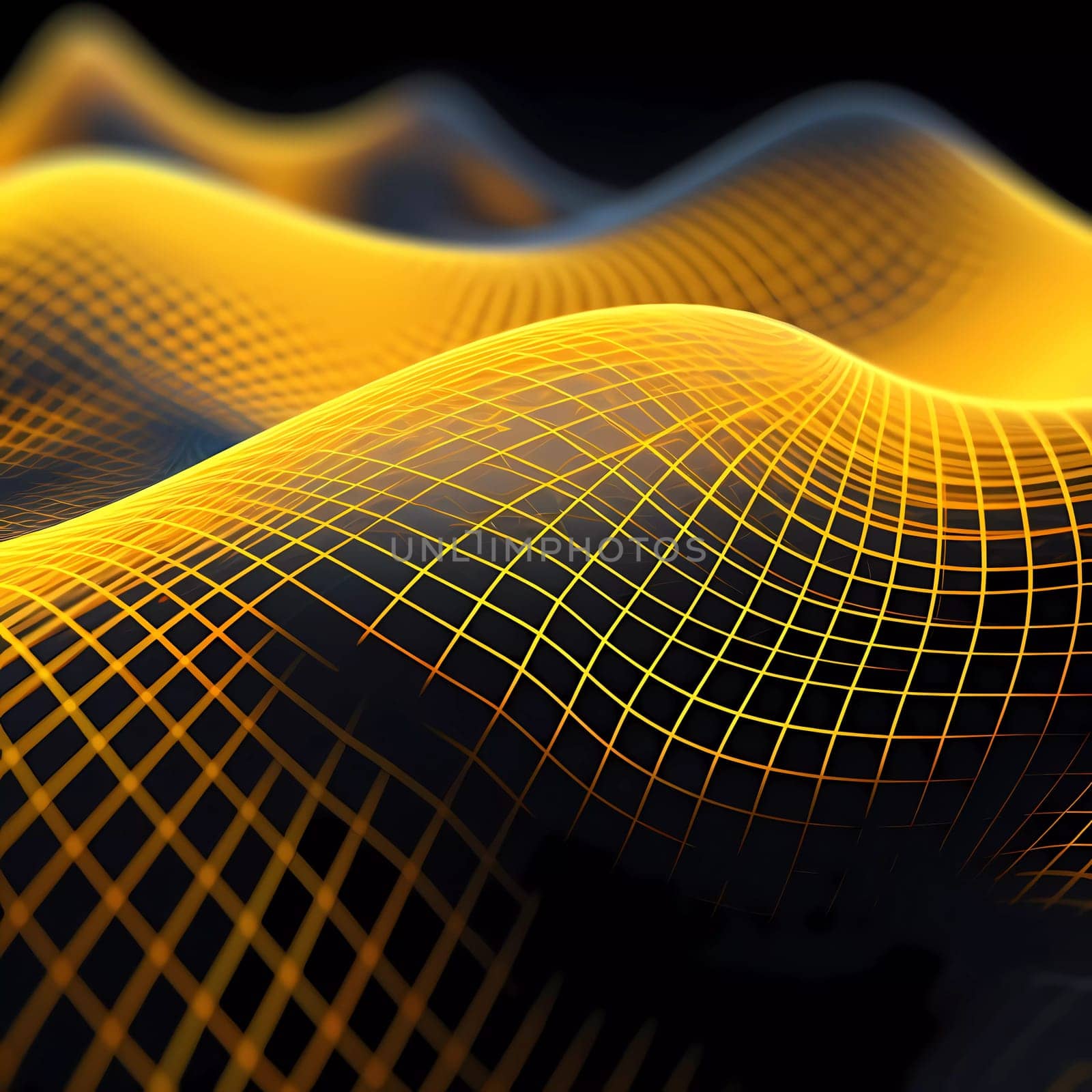 Yellow Wave of dots and weave lines. Abstract background. Network connection structure