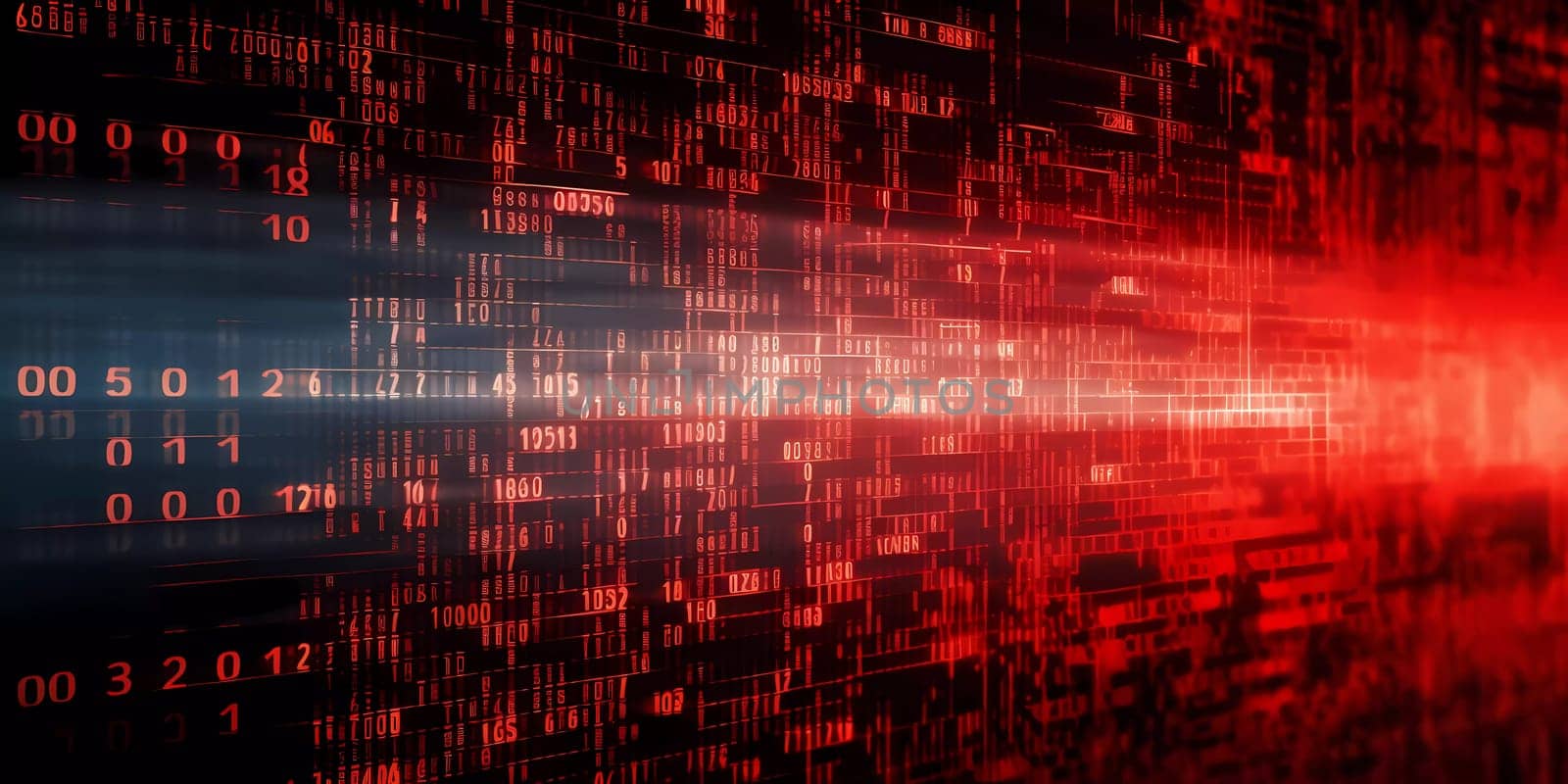 Computer background with red digits and symbols on a black background