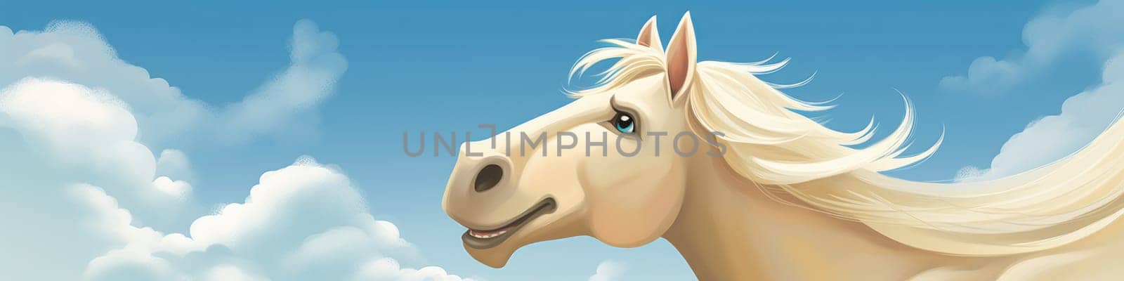 Happy smiling horse outside, animal concept