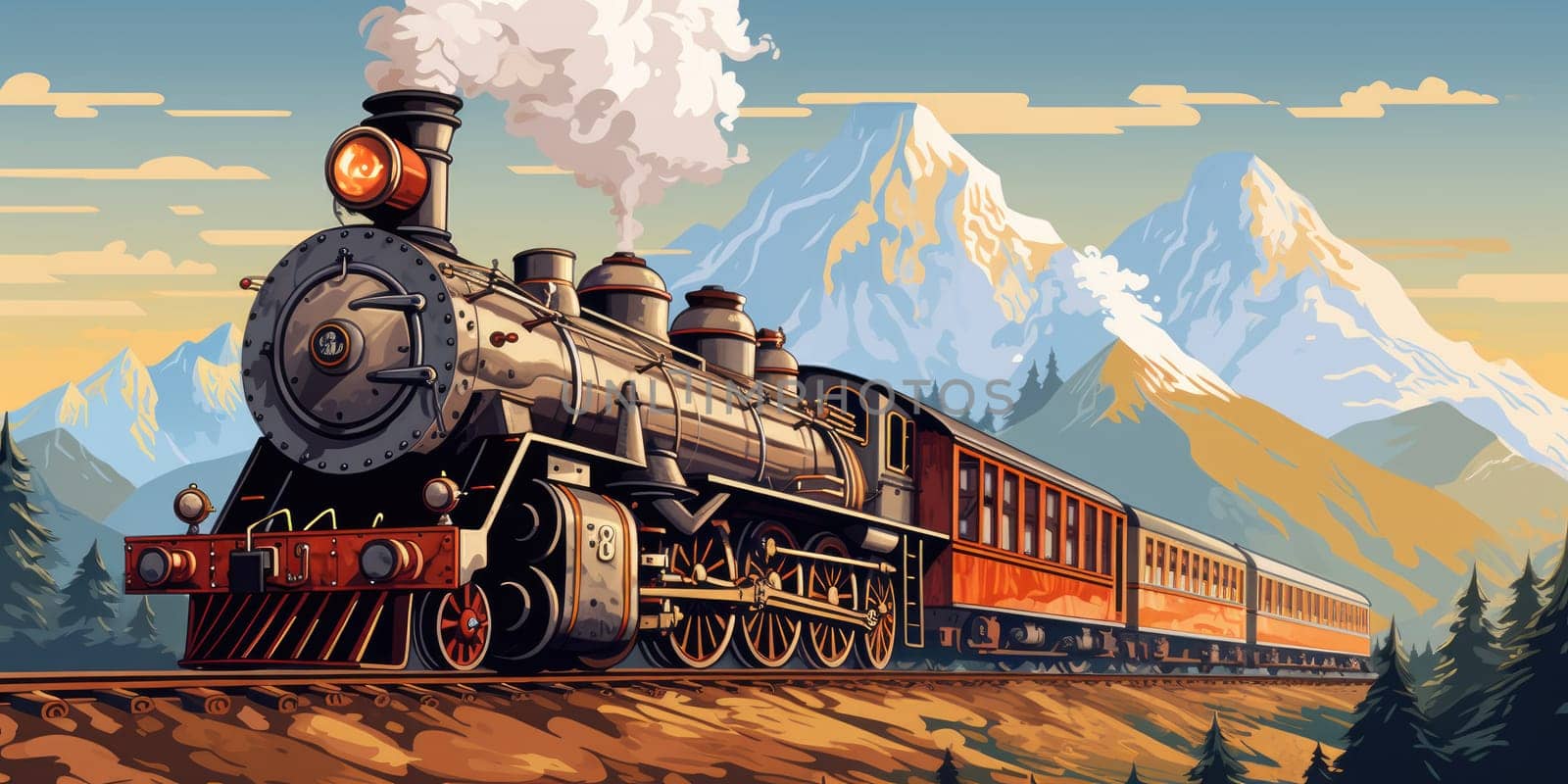 Historical steam train, a train that is powered by a steam engine by Kadula