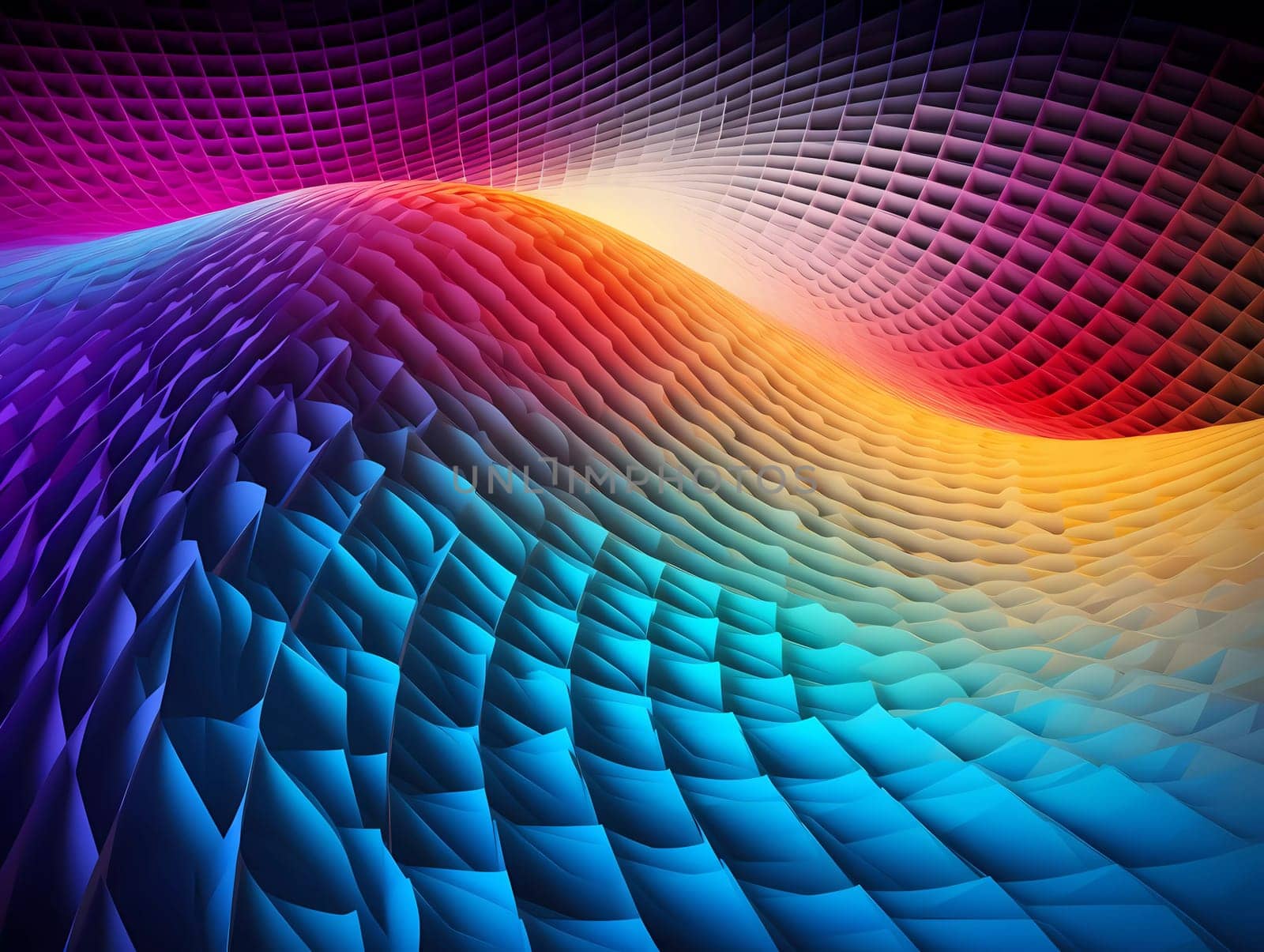 Colored Wave of dots and weave lines. Abstract background. Network connection structure. by sergeykoshkin