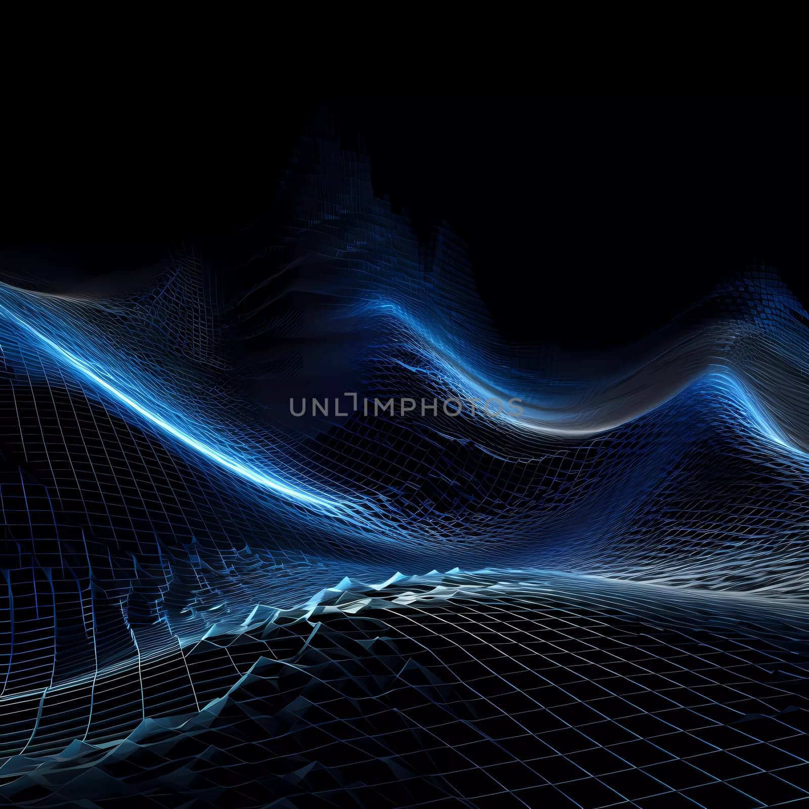 Blue Wave of dots and weave lines. Abstract background. Network connection structure