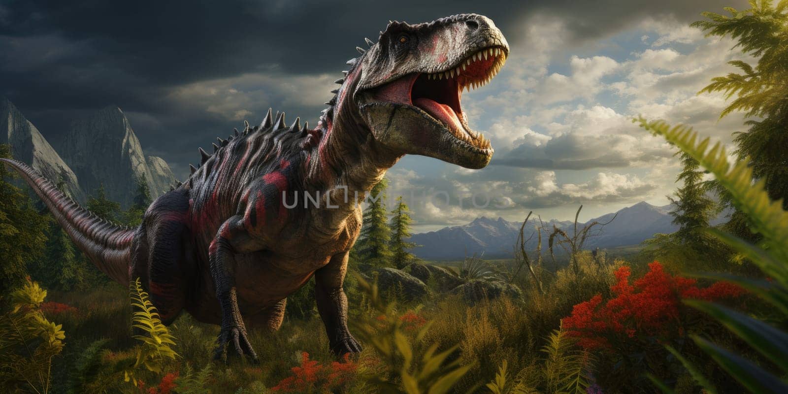 Prehistoric, mystic a dinosaur in the nature, animal and wildlife concept