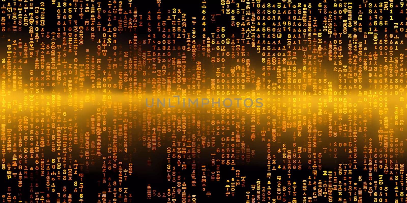 Computer background with yellow digits and symbols on a black background
