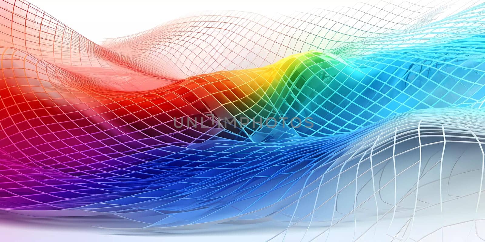 Colored Wave of dots and weave lines. Abstract background. Network connection structure. by sergeykoshkin