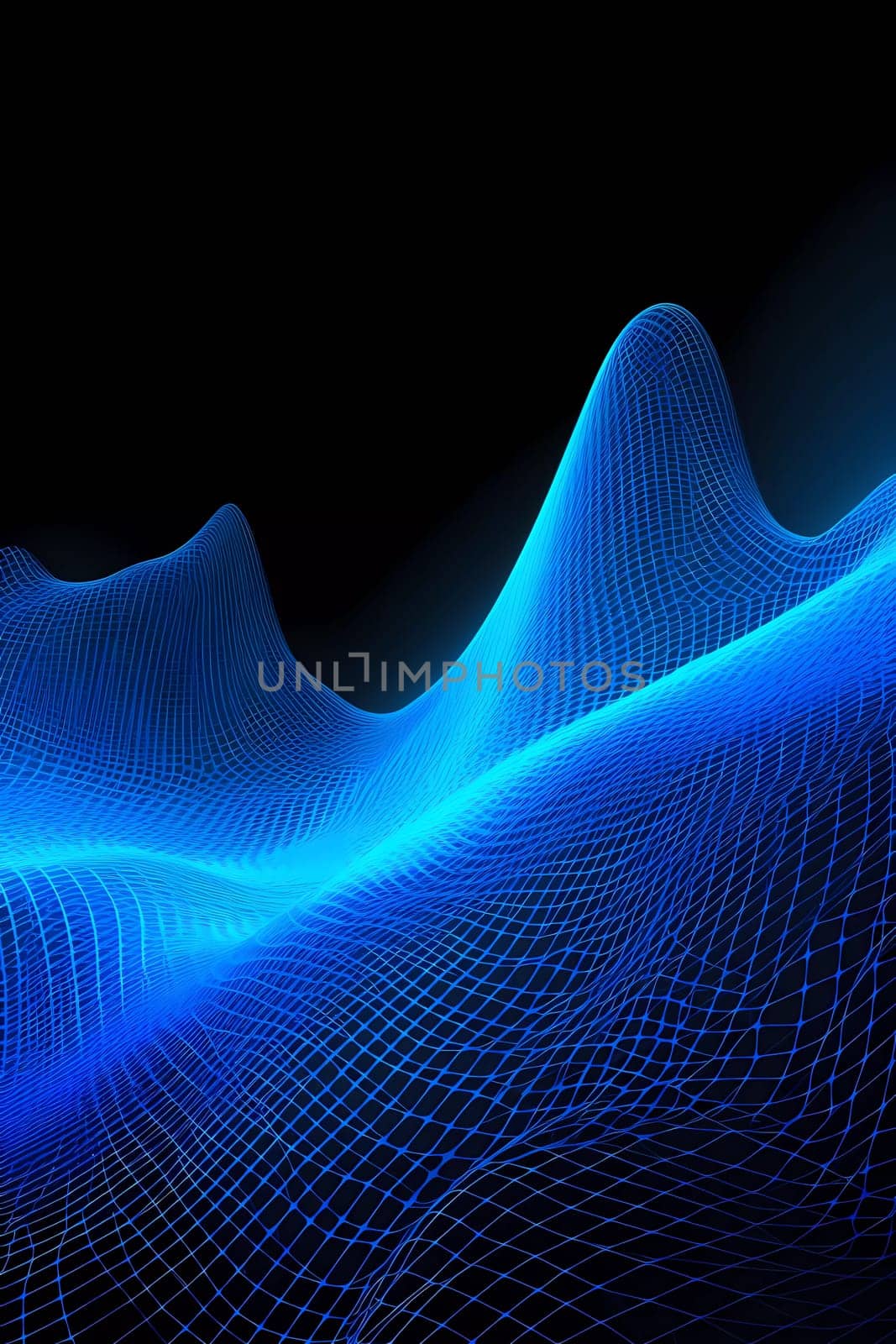 Blue Wave of dots and weave lines. Abstract background. Network connection structure. by sergeykoshkin