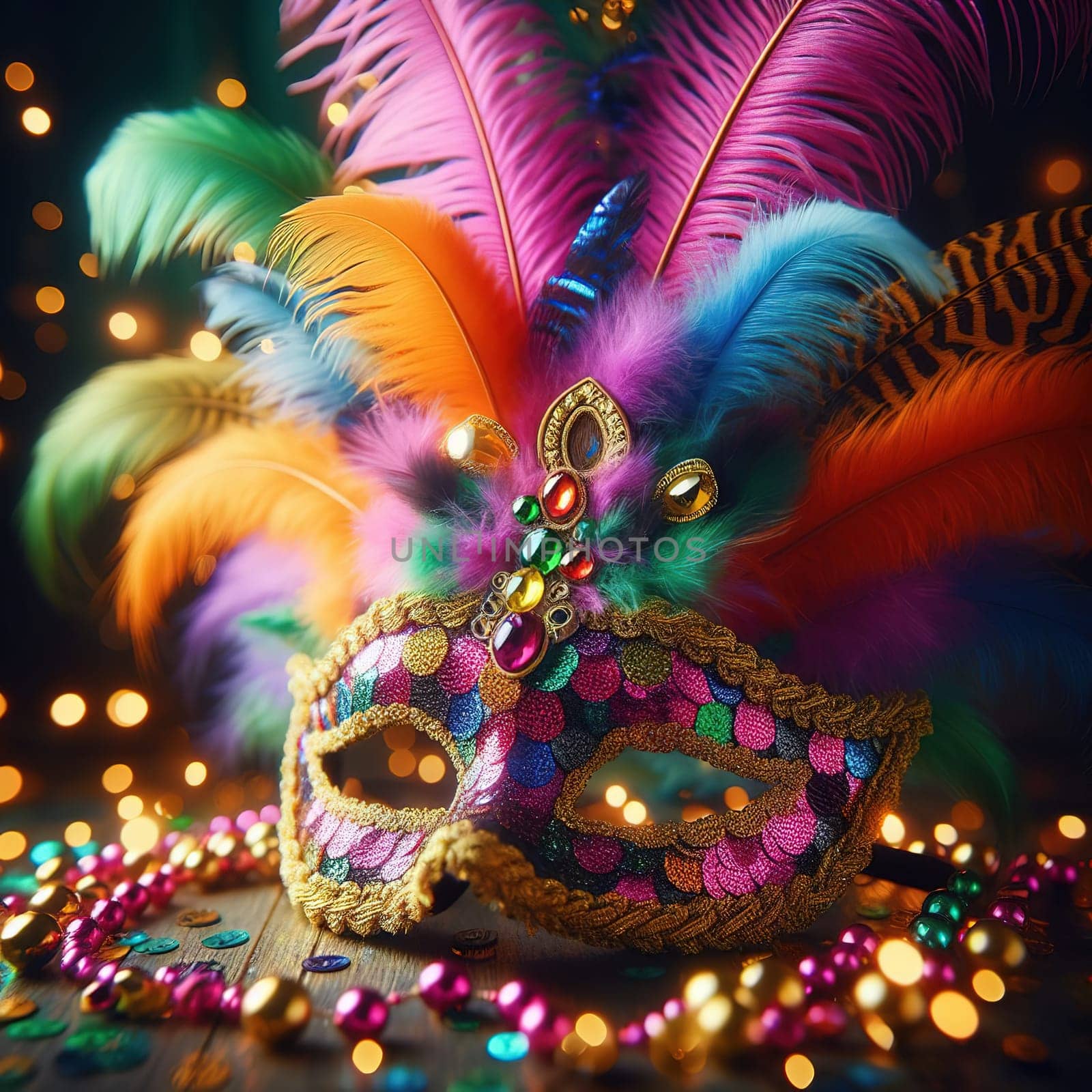 Mask from the Mardi Gras carnival. Generative AI. High quality photo