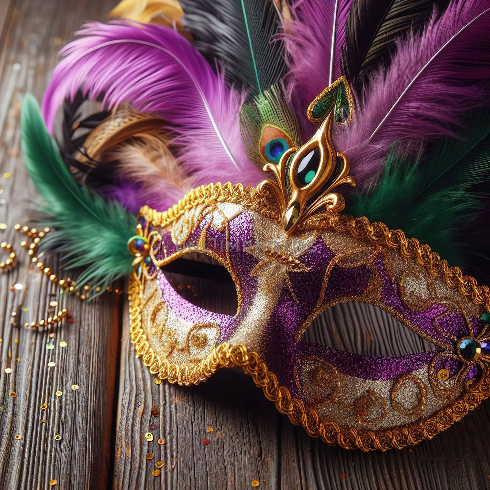 Mask from the Mardi Gras carnival. Generative AI. High quality photo